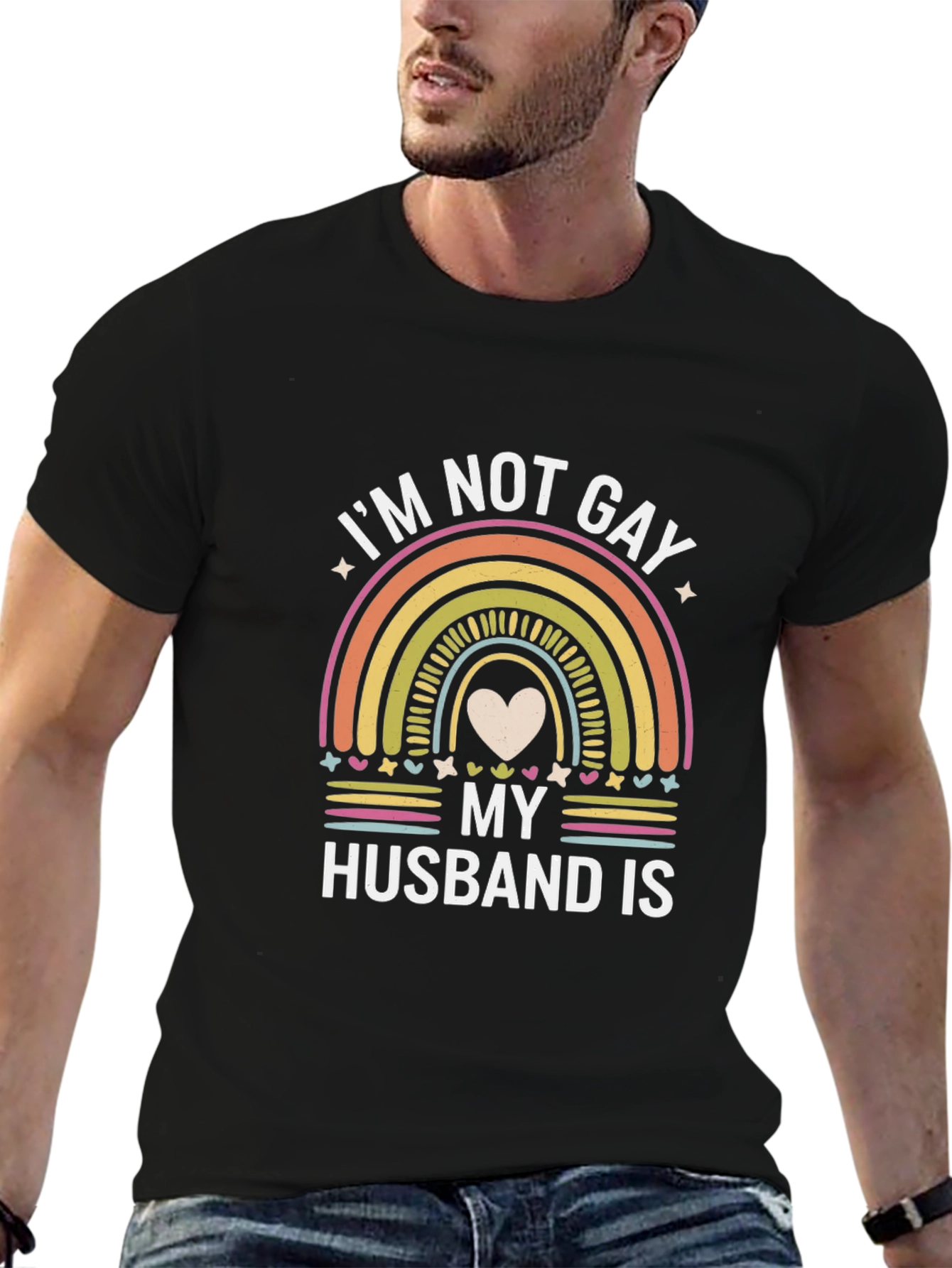 Im Not Gay My Husband Is Rainbow Pride T-Shirt