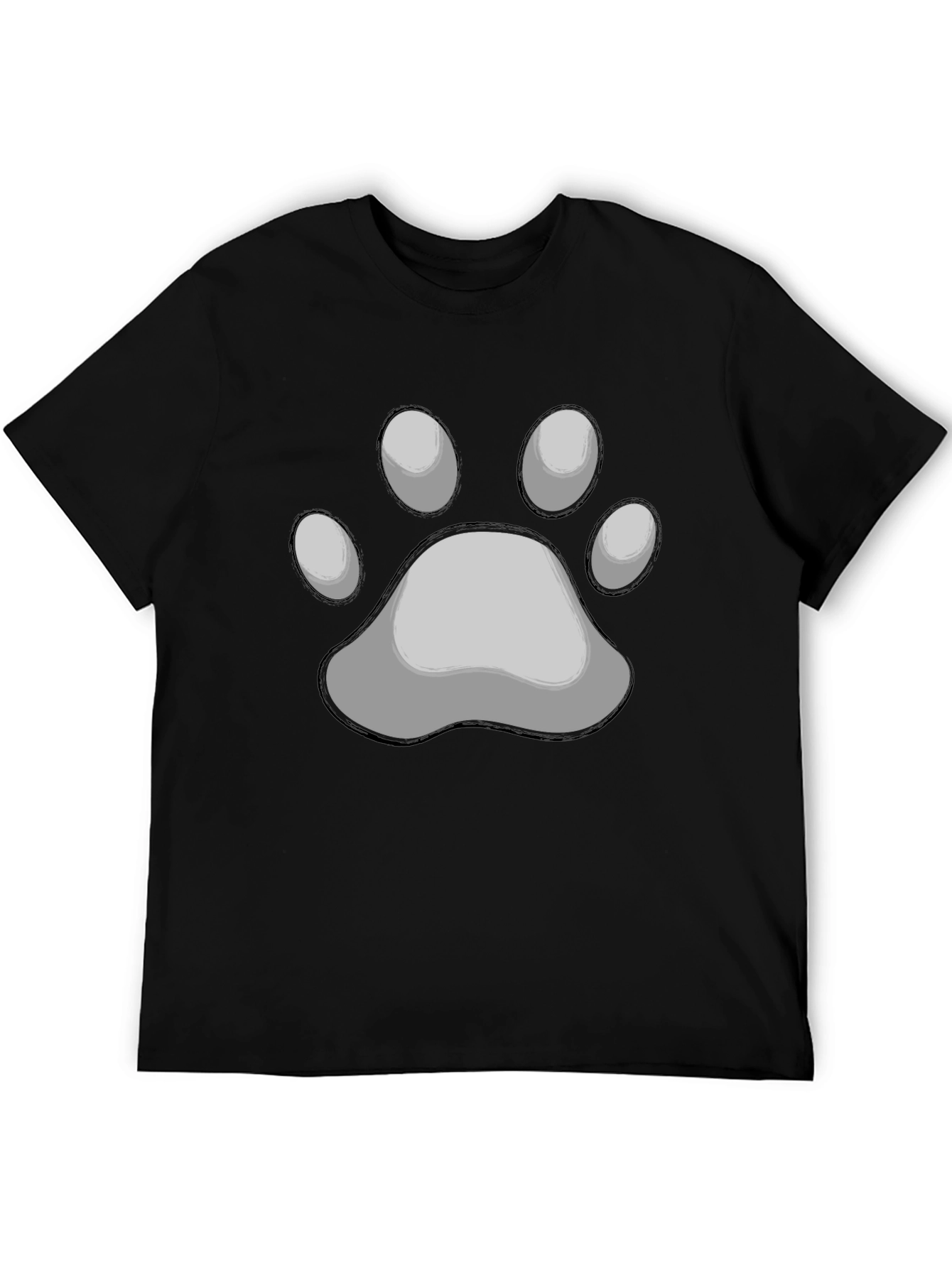 Paw Print Graphic Tee - Black Crew Neck