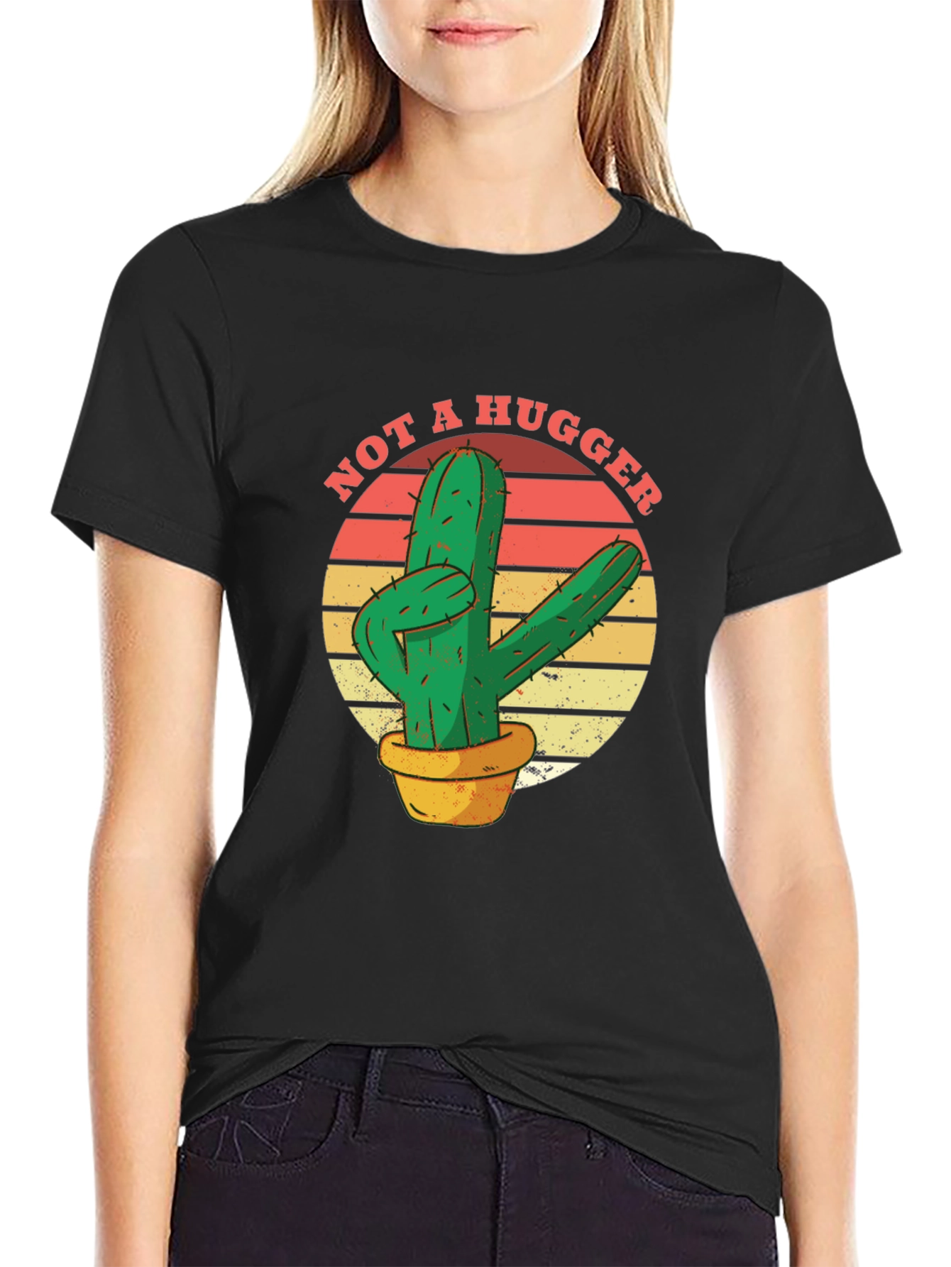 Not A Hugger Cactus Graphic T-Shirt