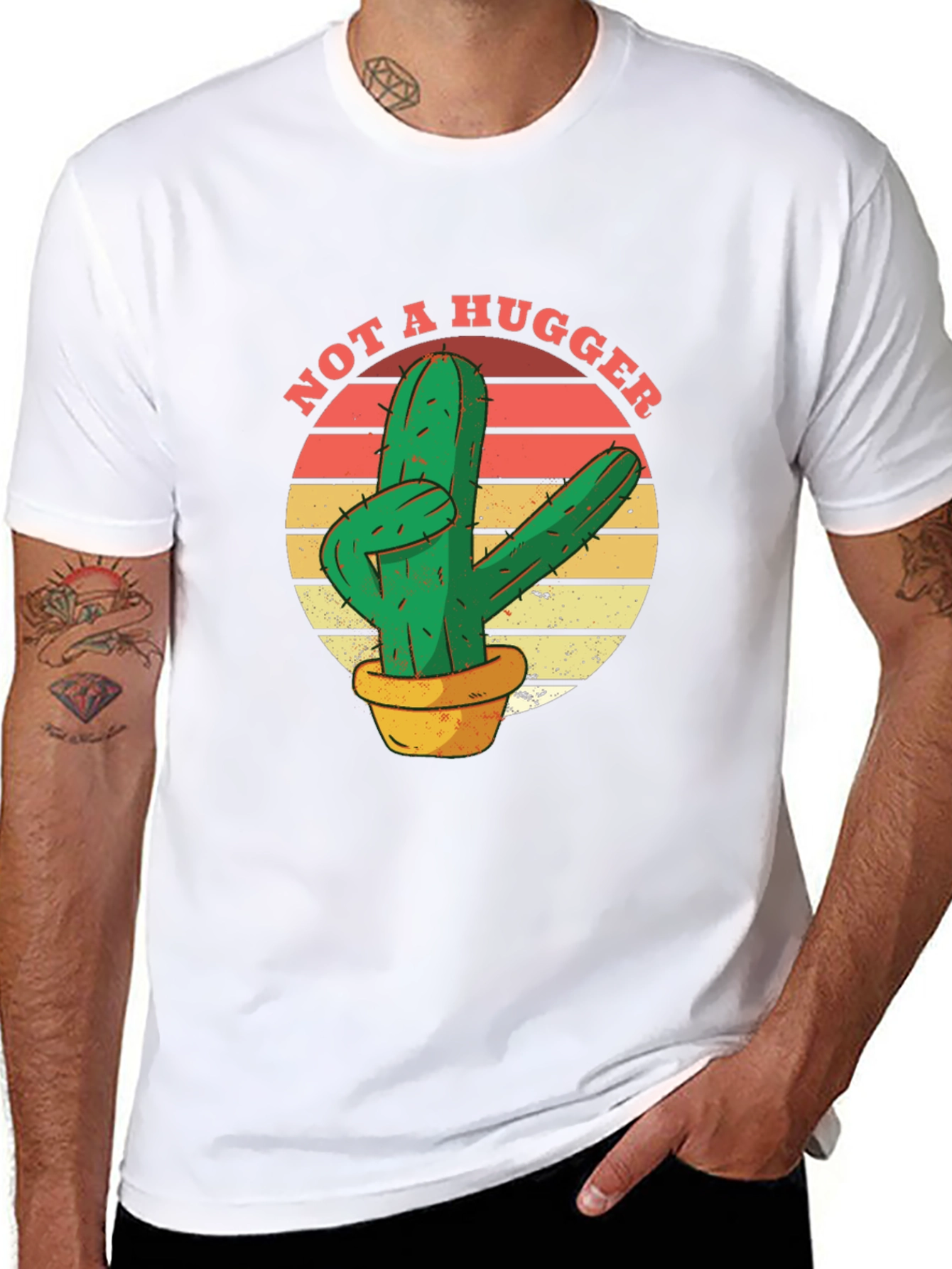 Not A Hugger Cactus Graphic T-Shirt