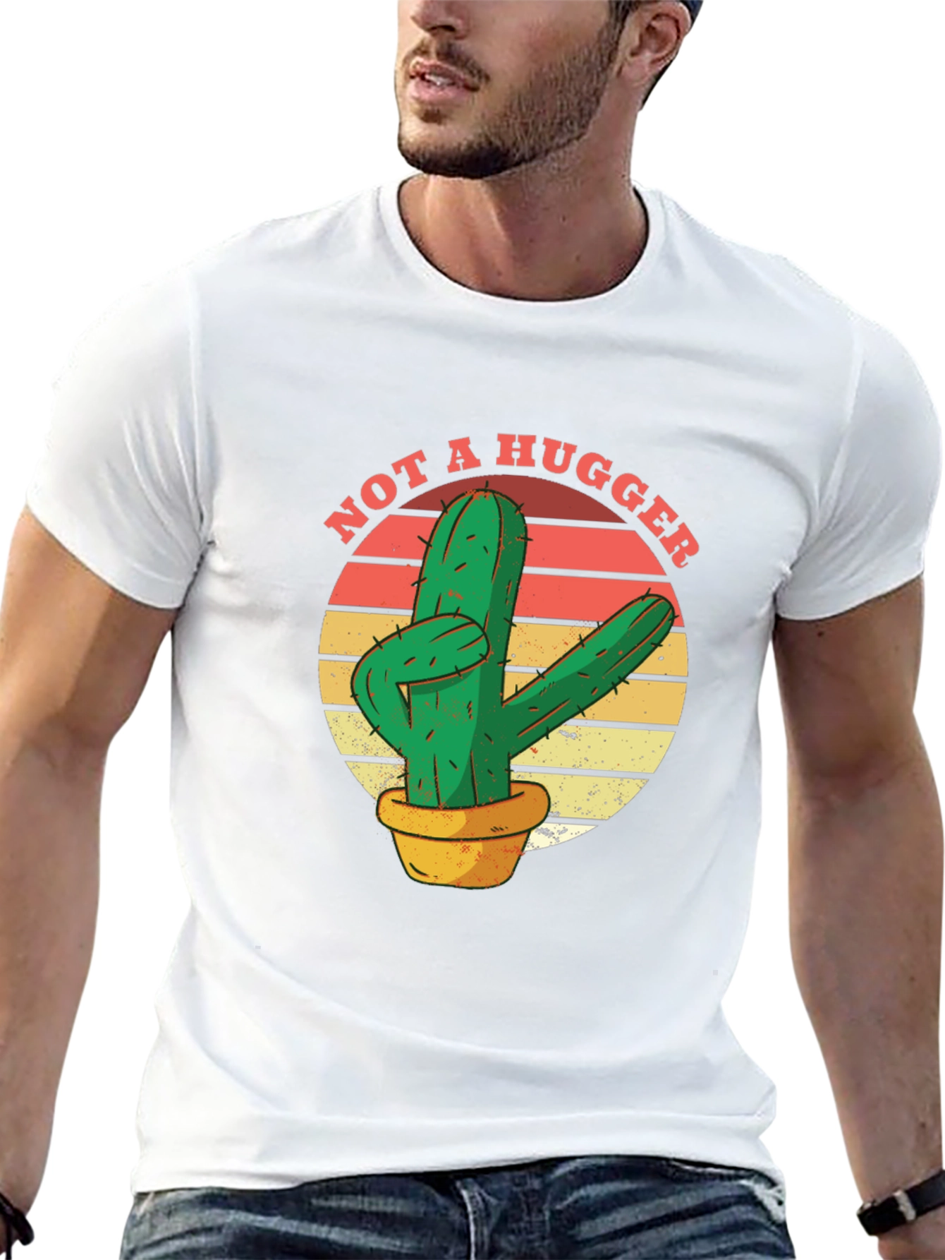 Not A Hugger Cactus Graphic T-Shirt