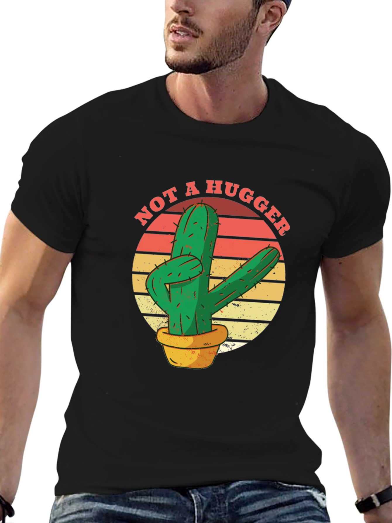 Not A Hugger Cactus Graphic T-Shirt