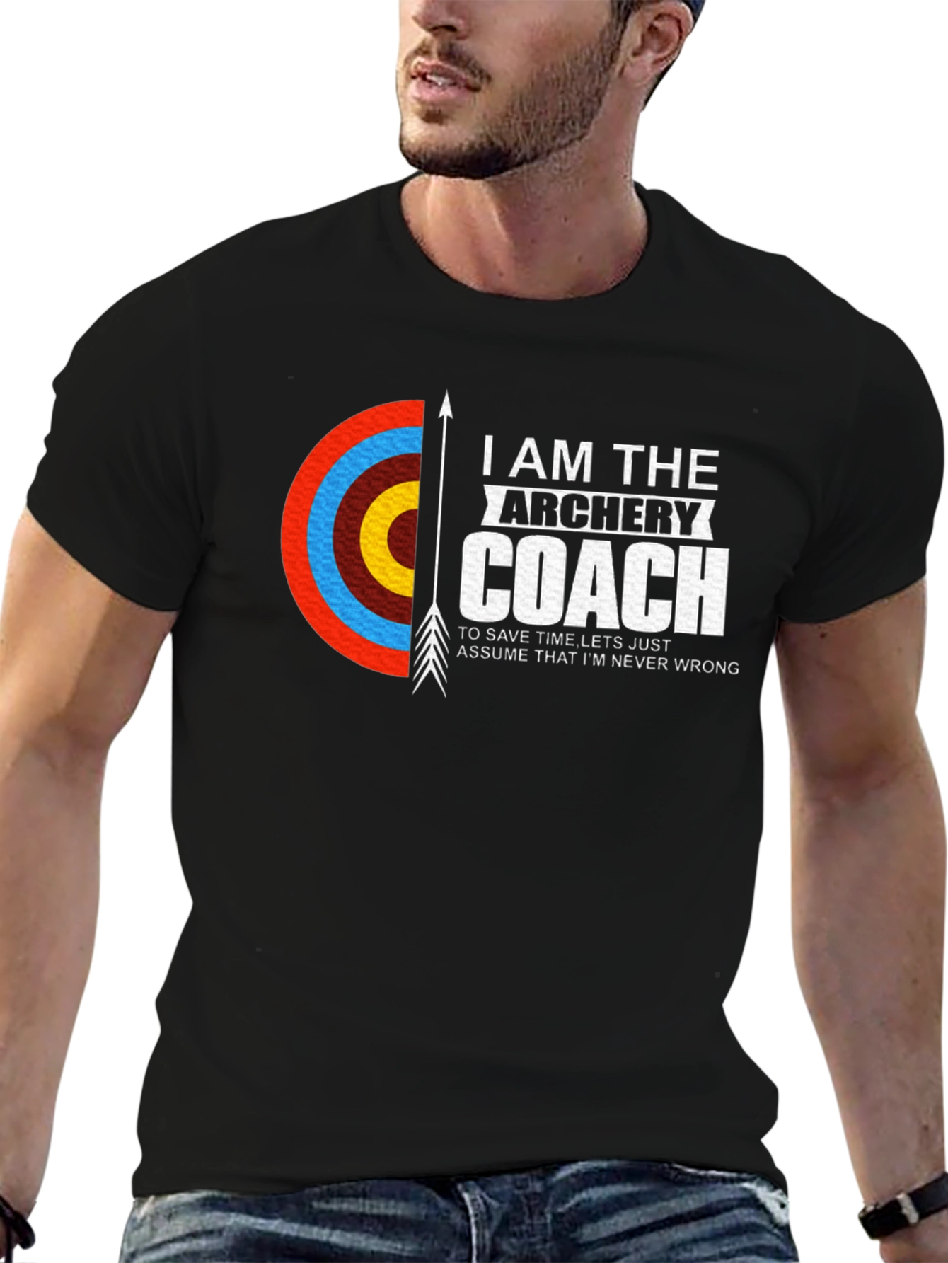 Archery Coach T-Shirt - Black - Novelty Design