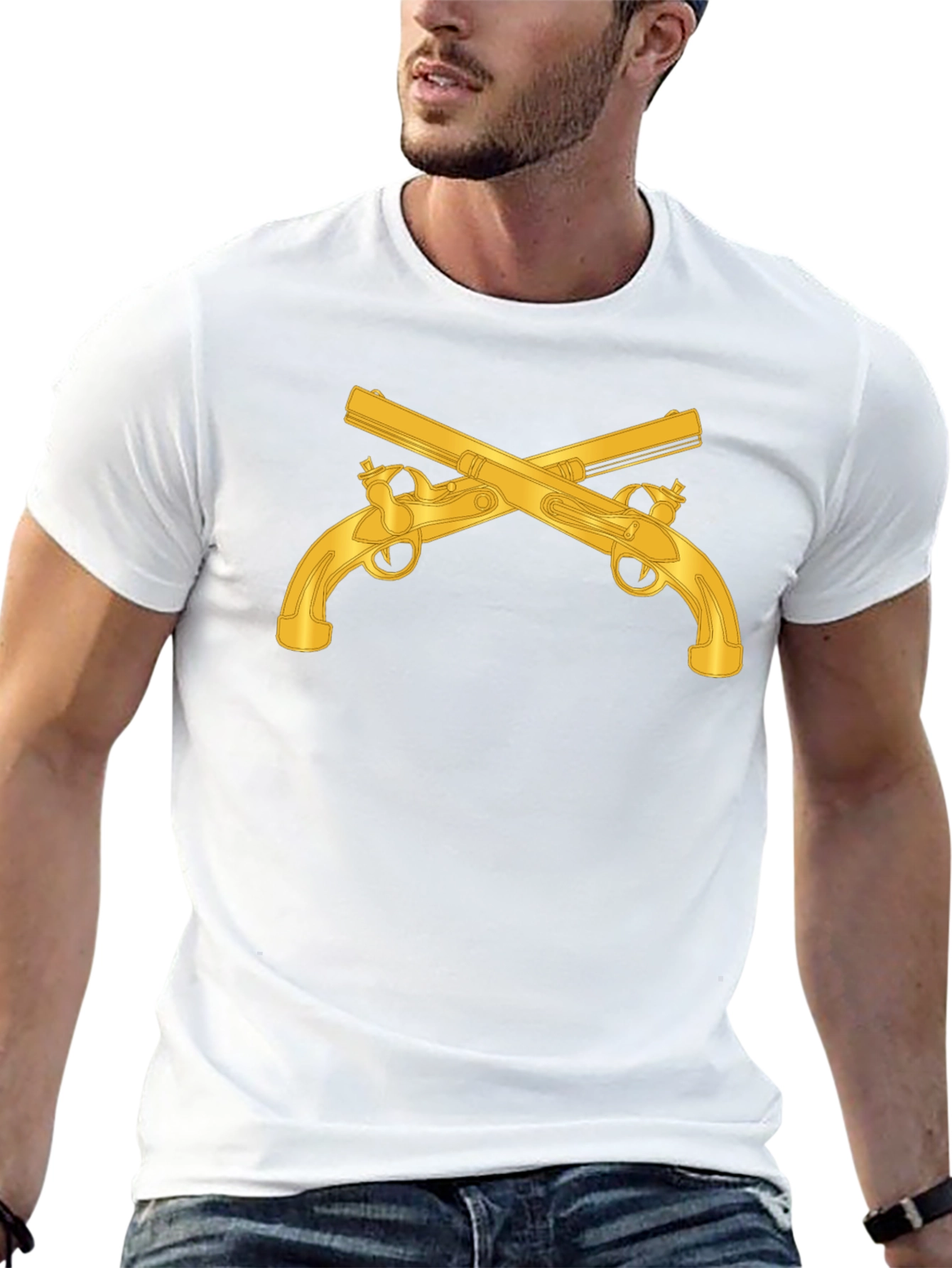 Crossed Pistols Graphic Black T-Shirt