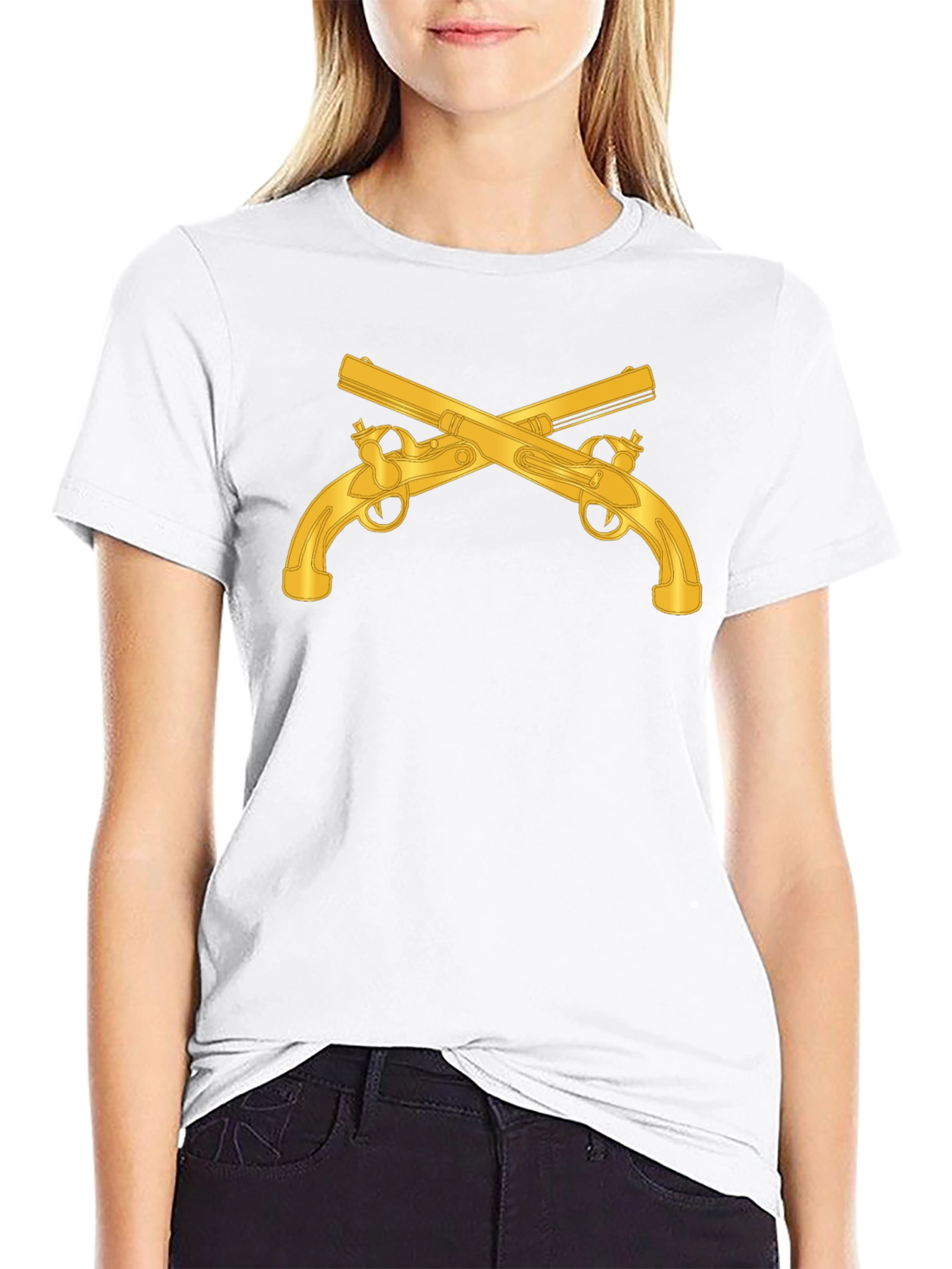 Crossed Pistols Graphic Black T-Shirt