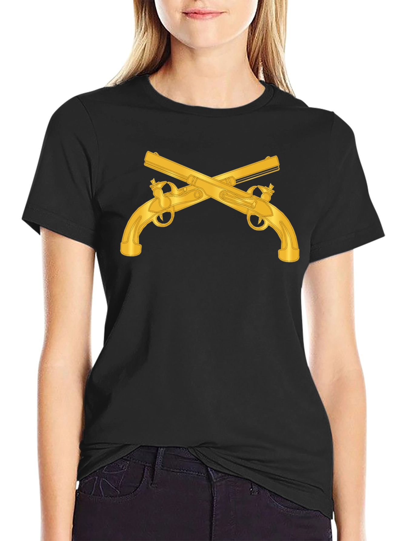 Crossed Pistols Graphic Black T-Shirt