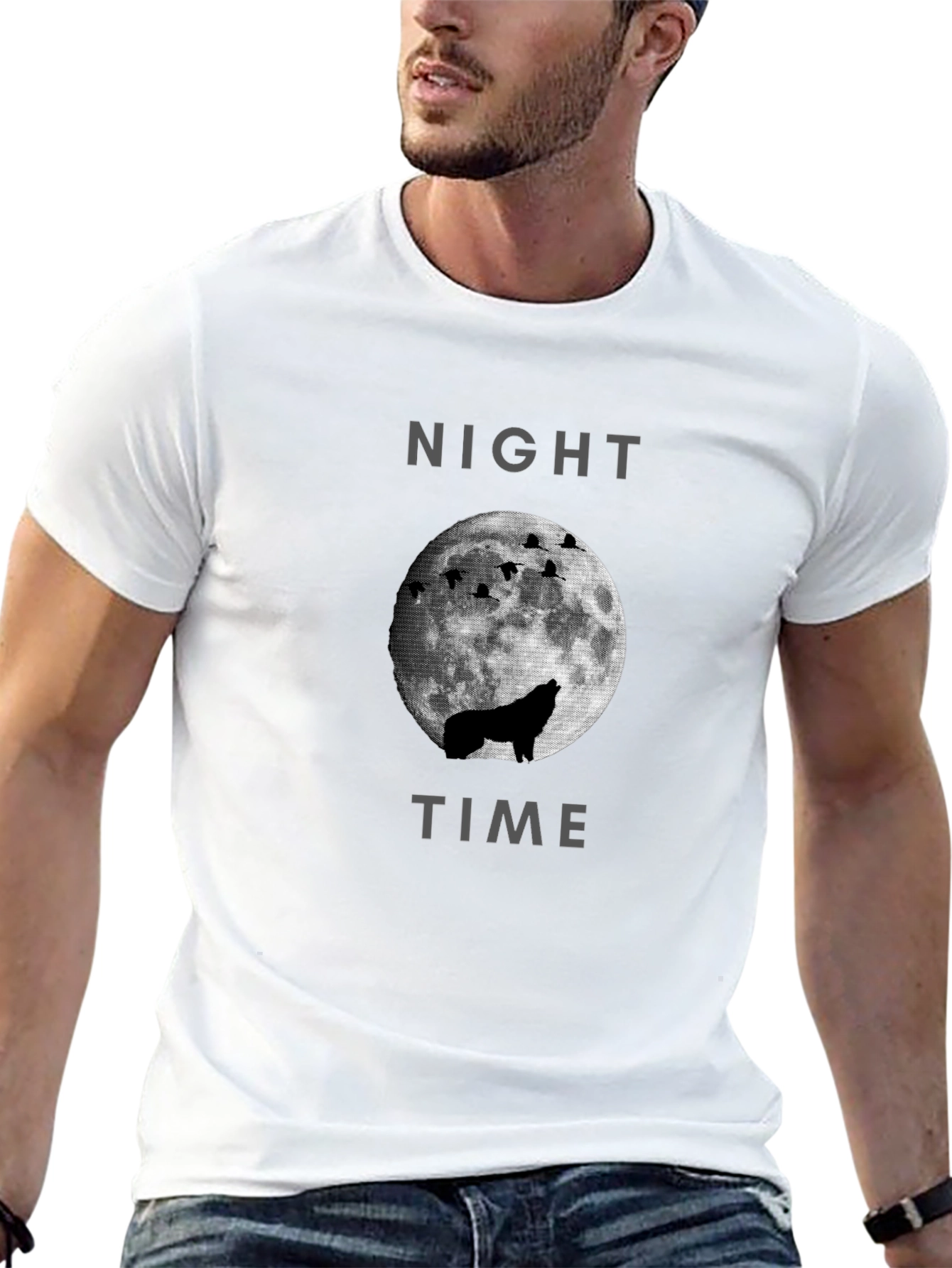 Night Time Wolf Moon Graphic Tee