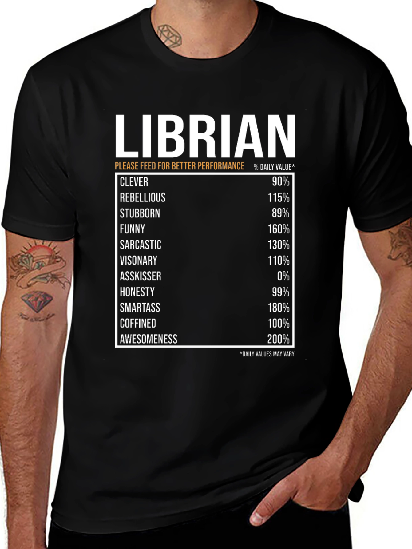 Librarian Daily Value Black T-Shirt