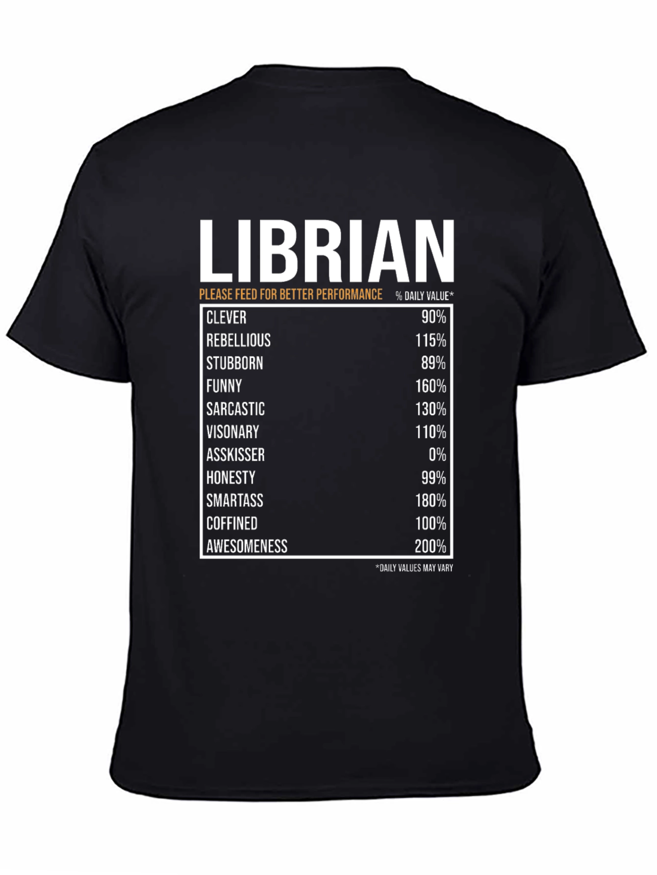 Librarian Daily Value Black T-Shirt