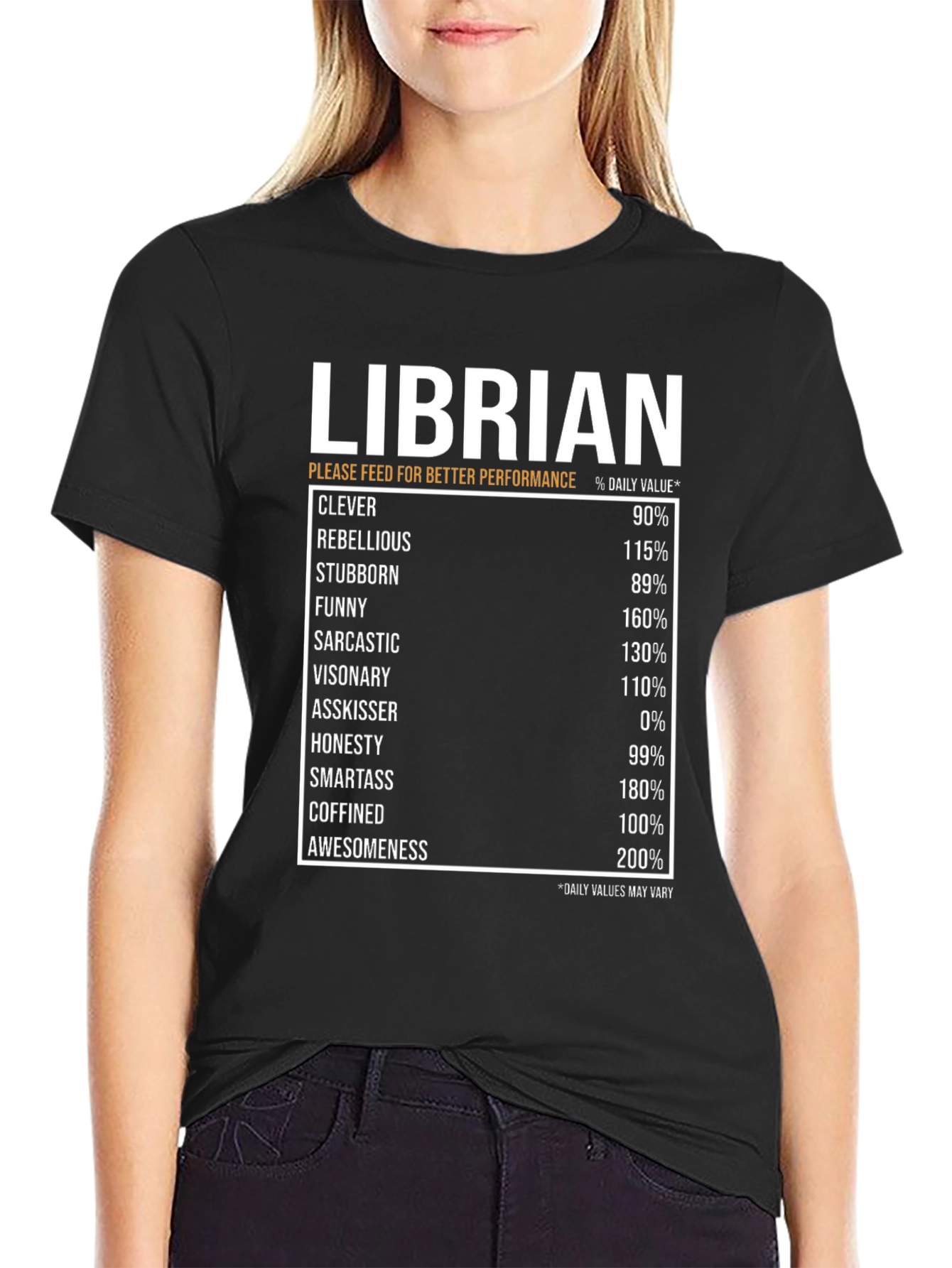 Librarian Daily Value Black T-Shirt