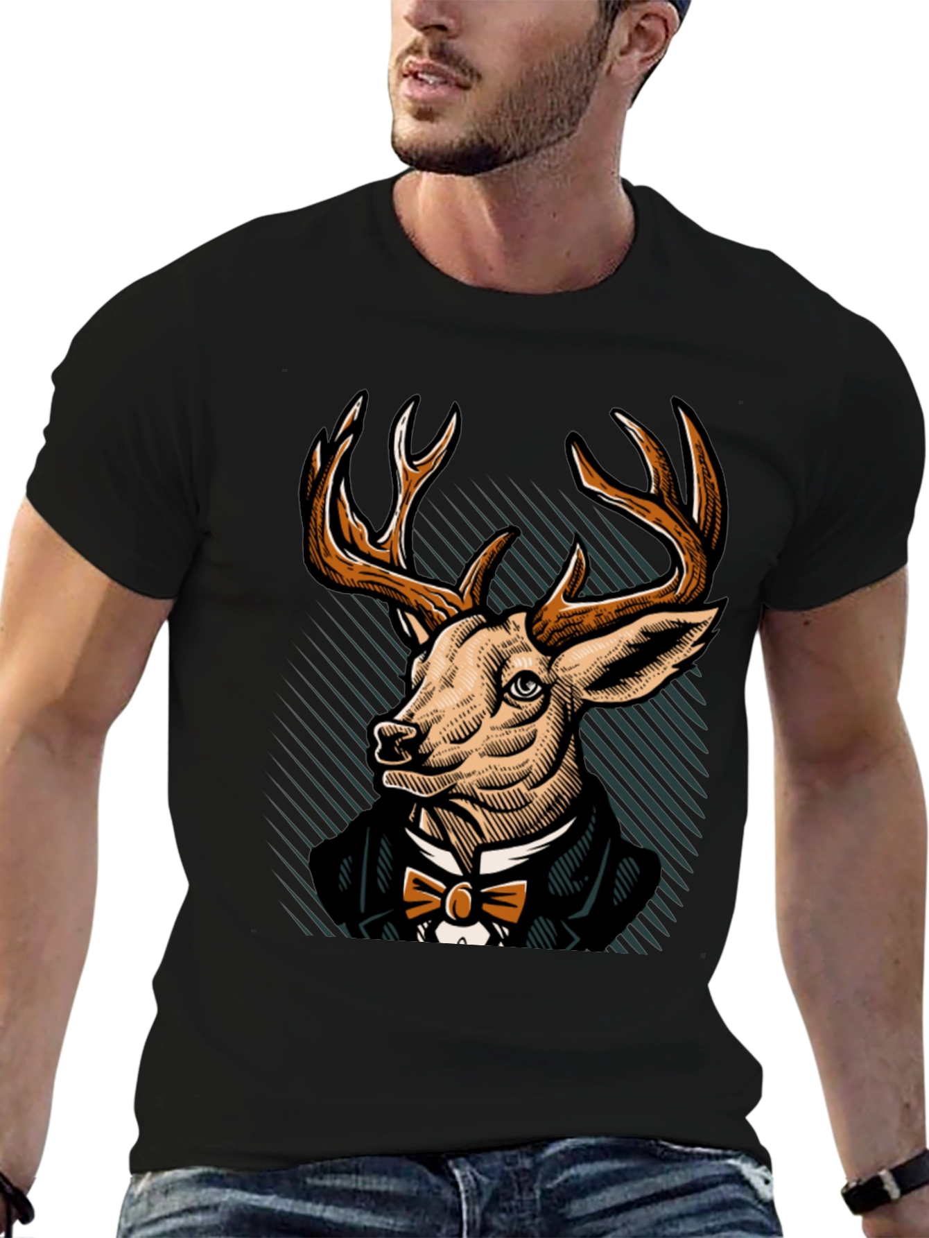 Dapper Deer T-Shirt - Elegant Animal Graphic Tee