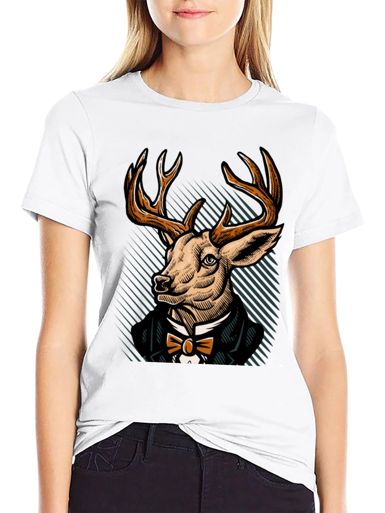 Dapper Deer T-Shirt - Elegant Animal Graphic Tee