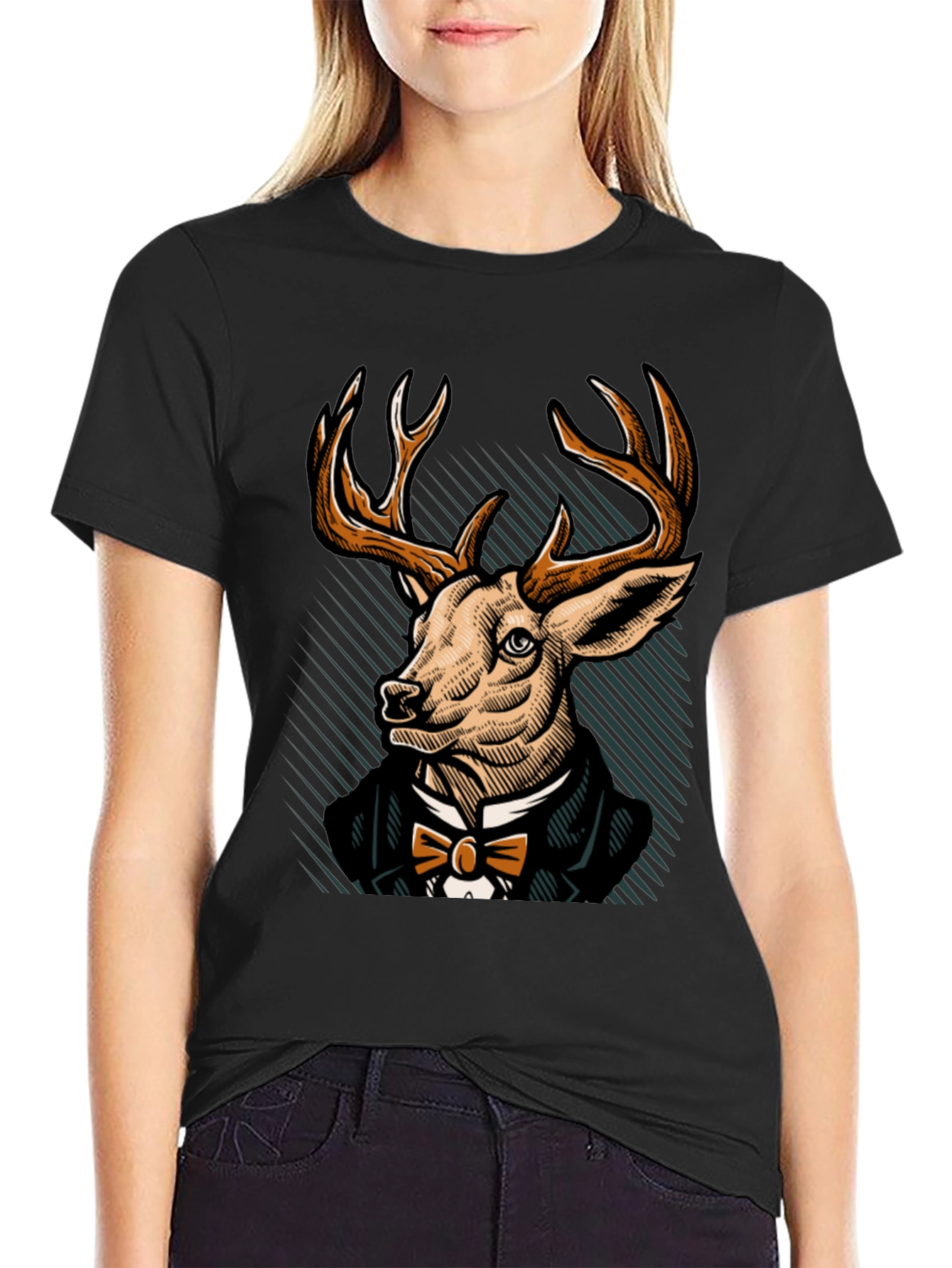 Dapper Deer T-Shirt - Elegant Animal Graphic Tee