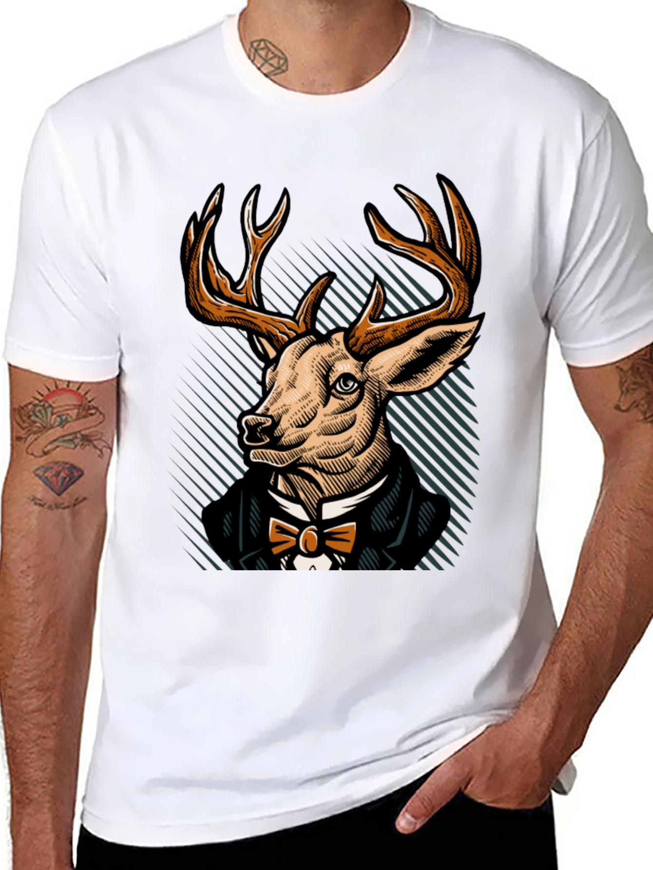 Dapper Deer T-Shirt - Elegant Animal Graphic Tee