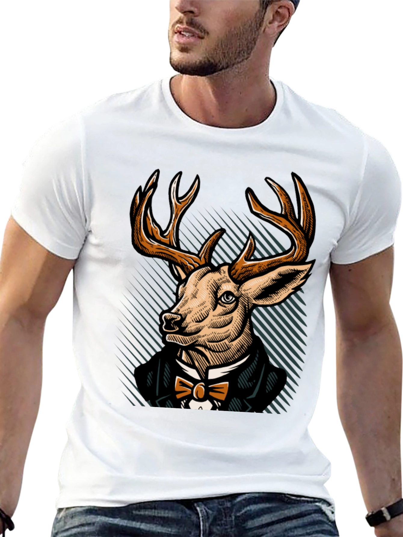 Dapper Deer T-Shirt - Elegant Animal Graphic Tee