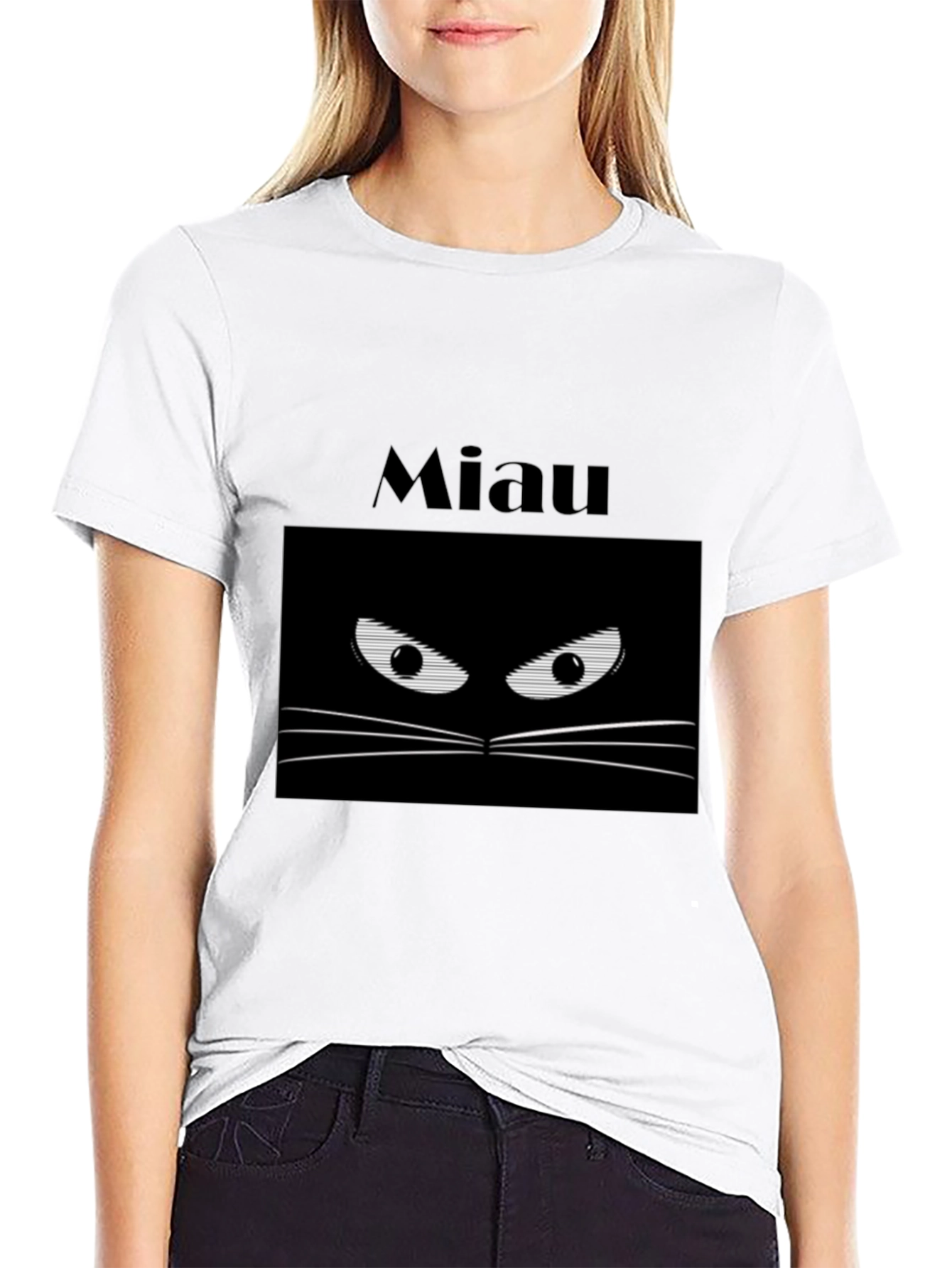 Miaw Cat Eye T-Shirt - Black
