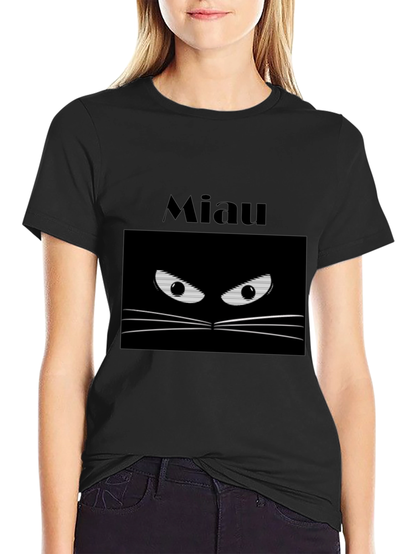 Miaw Cat Eye T-Shirt - Black
