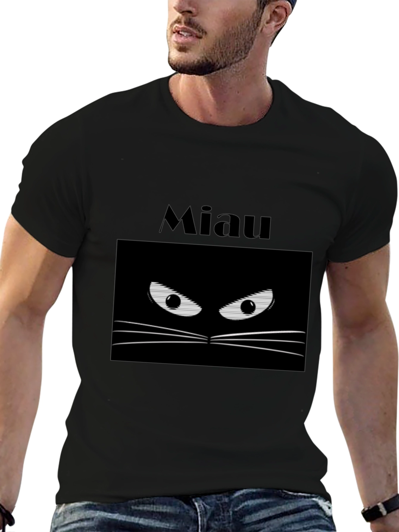 Miaw Cat Eye T-Shirt - Black