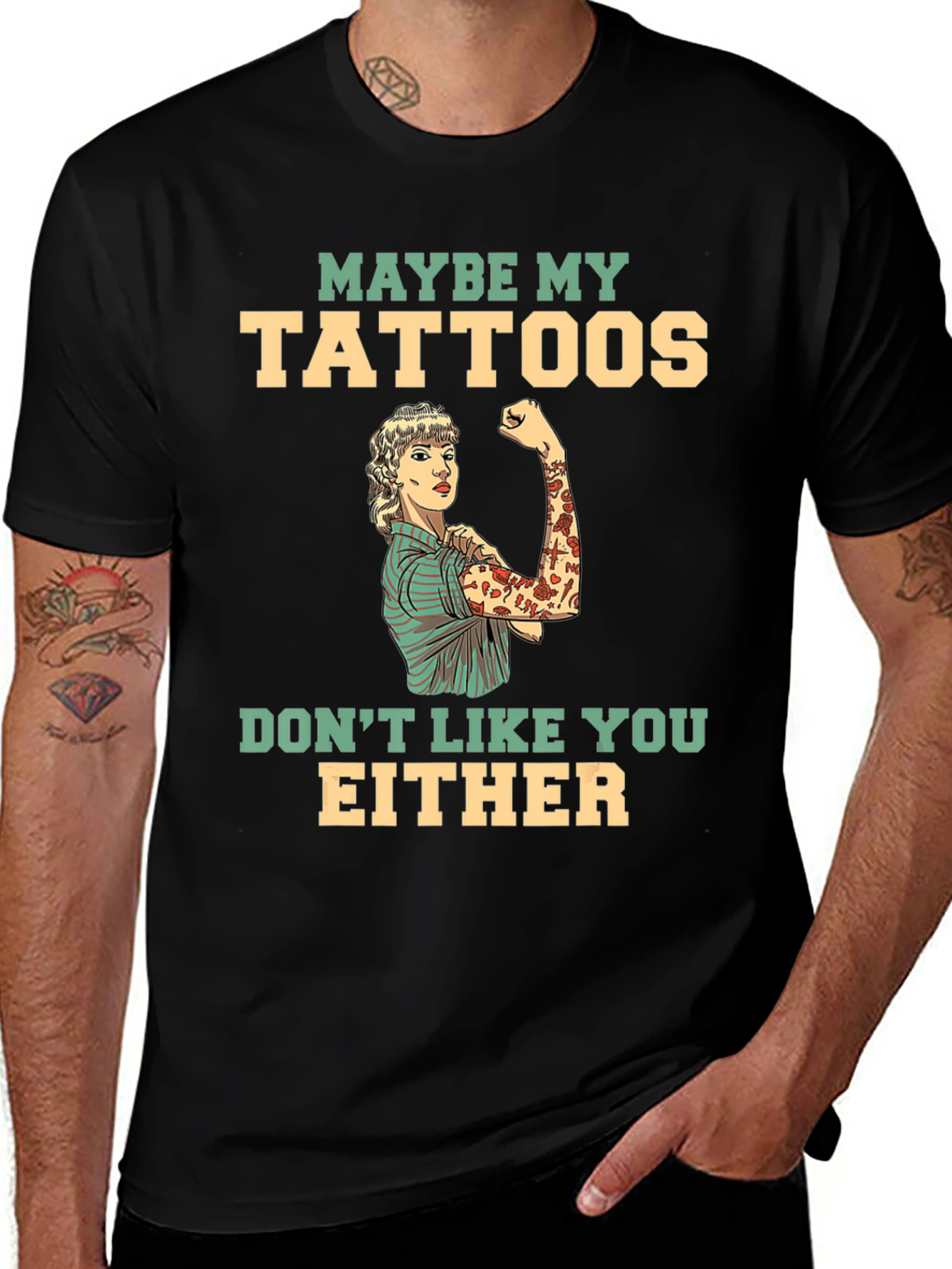 Tattooed Lady Graphic Tee - Funny Statement T-Shirt