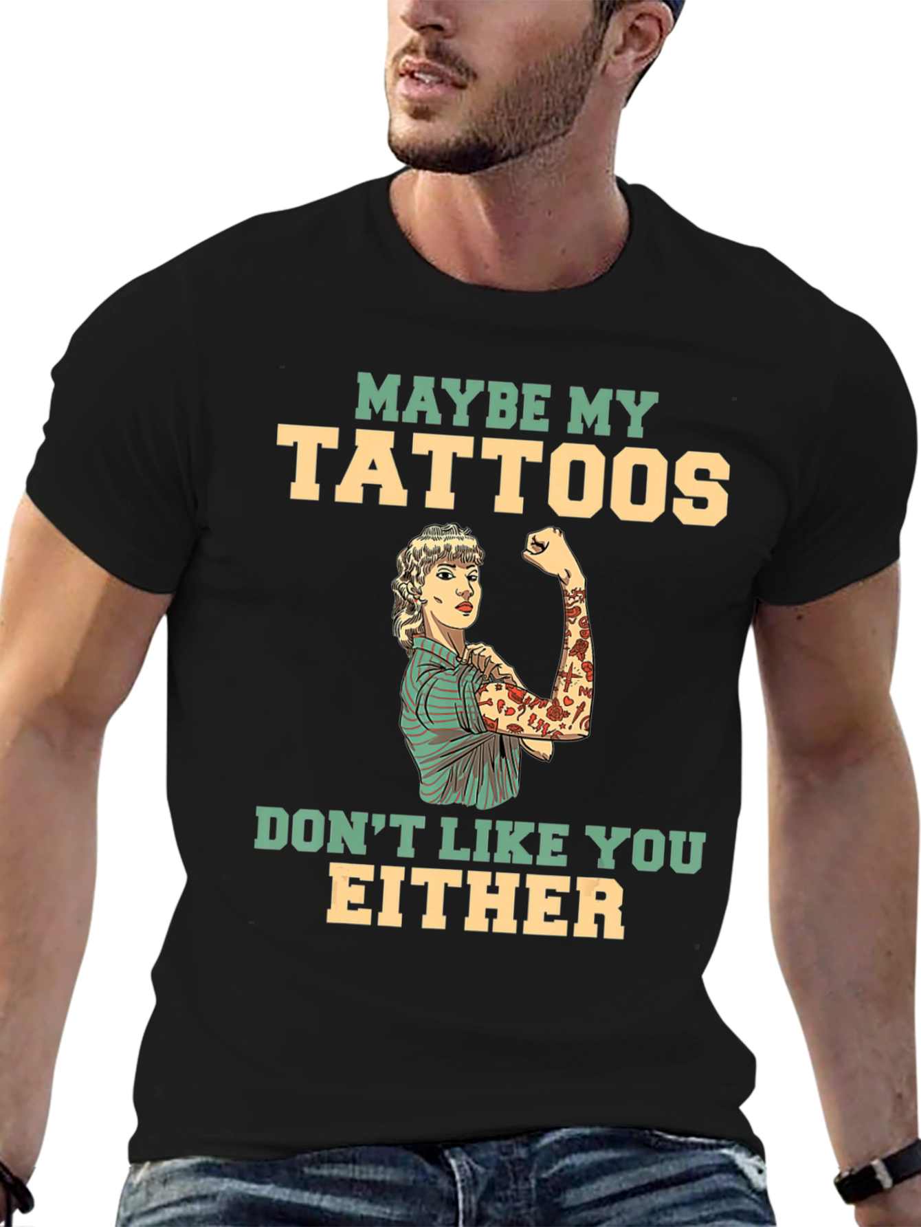 Tattooed Lady Graphic Tee - Funny Statement T-Shirt