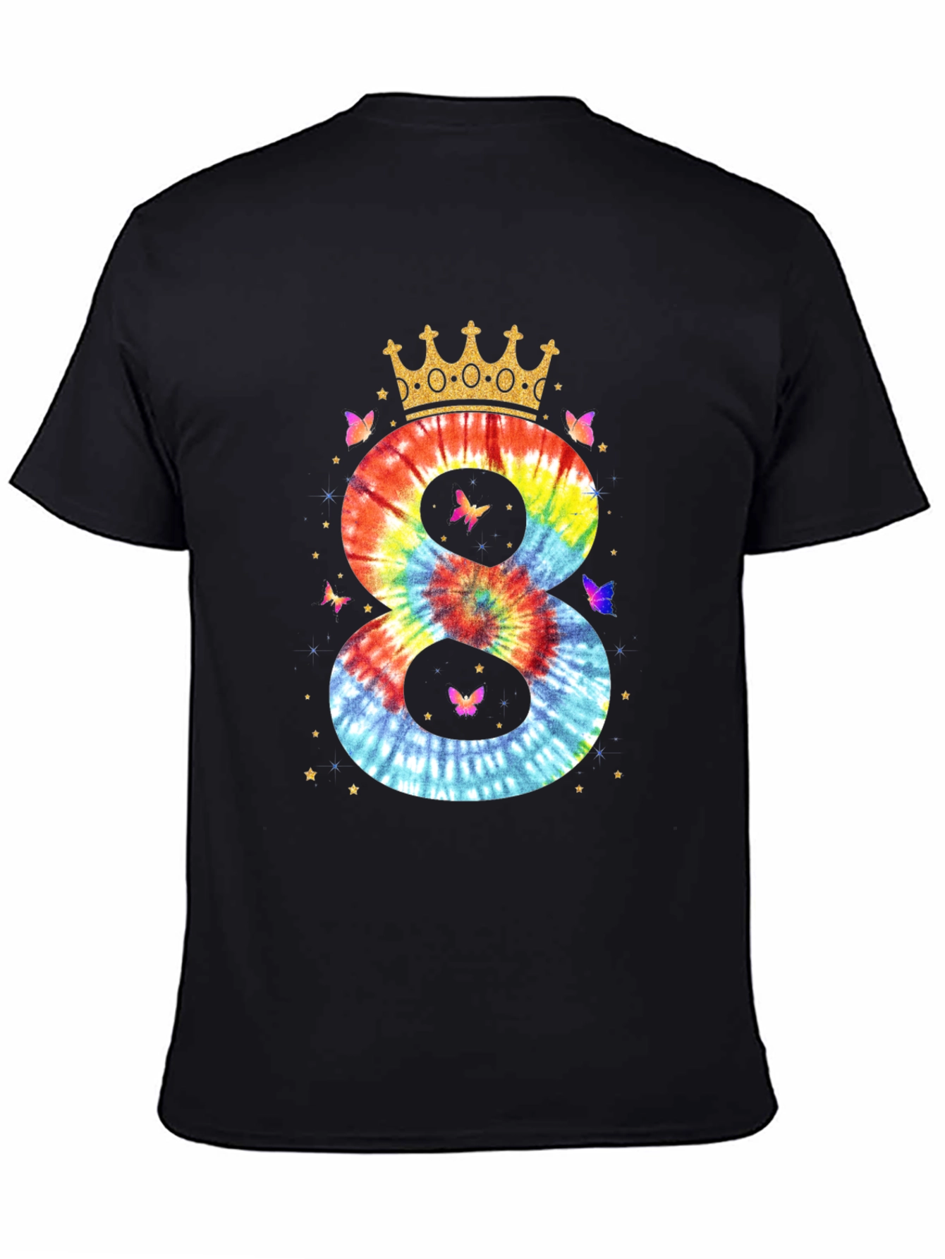 Tie Dye Number 8 Birthday Crown T-Shirt