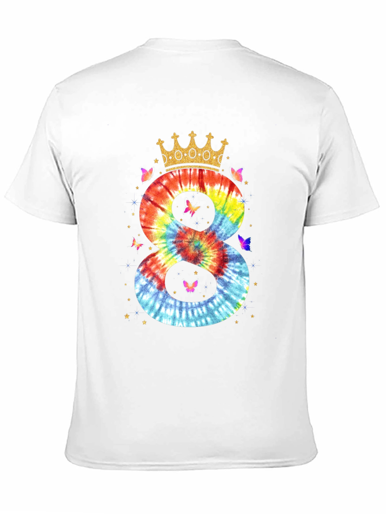 Tie Dye Number 8 Birthday Crown T-Shirt