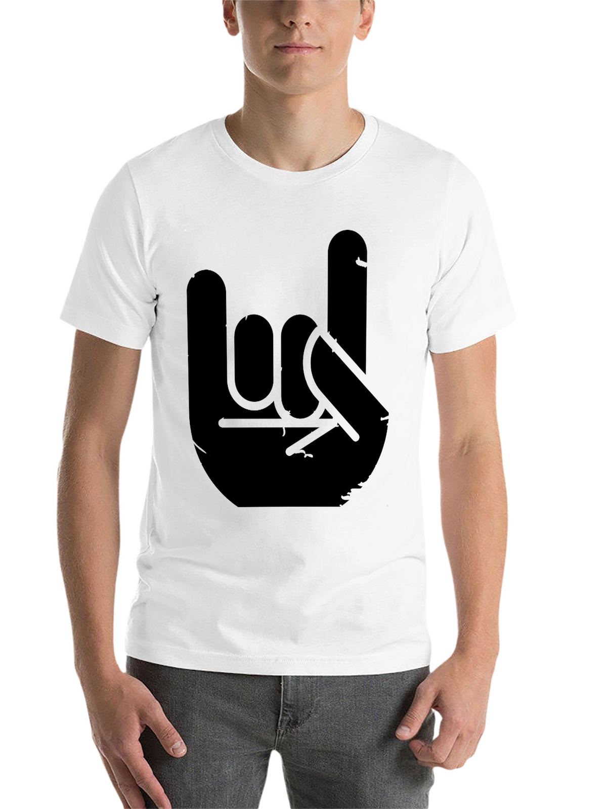 Rock On Hand Graphic Black Tee