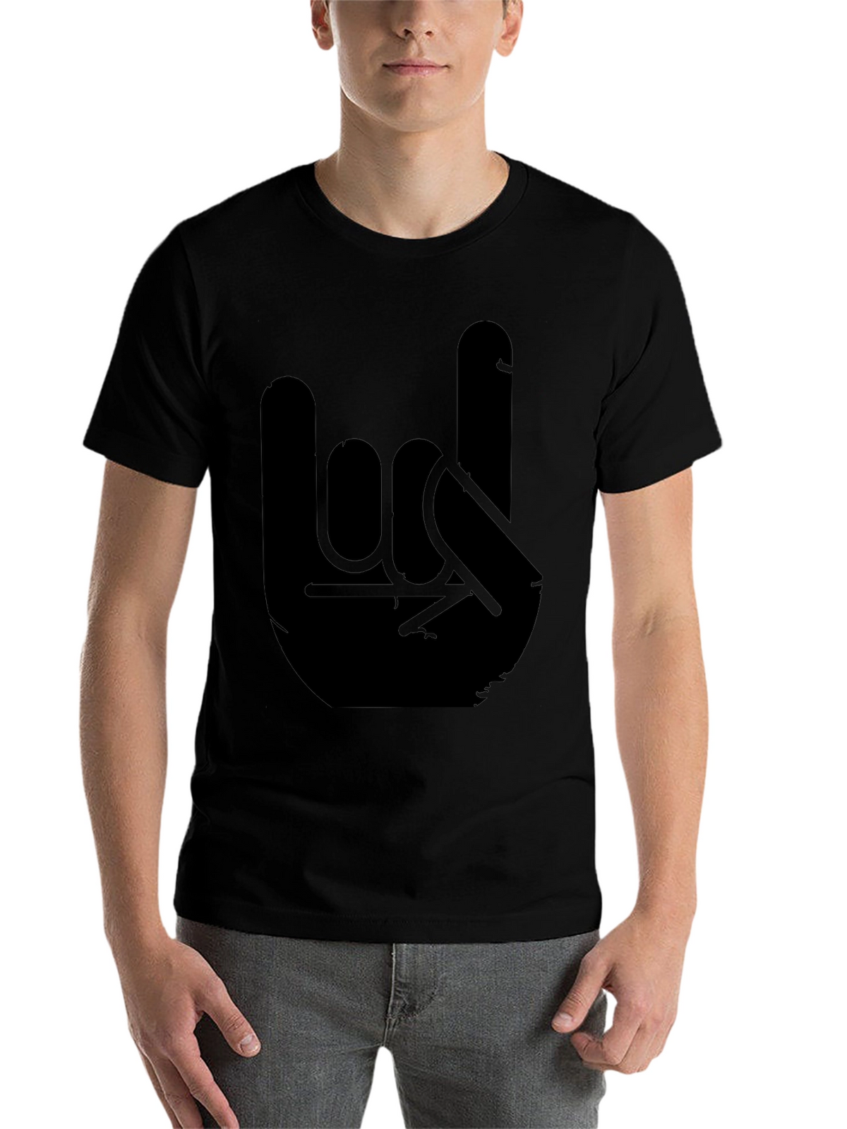 Rock On Hand Graphic Black Tee