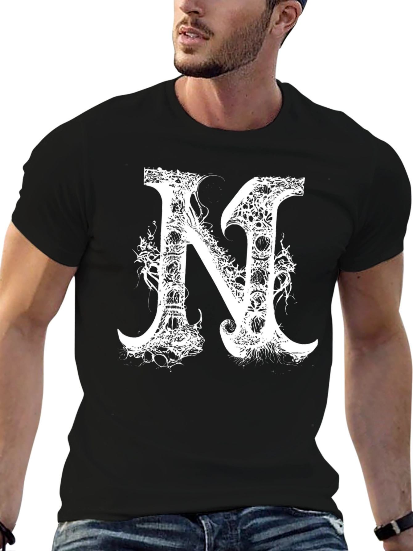 Skull Letter Graphic Black T-Shirt
