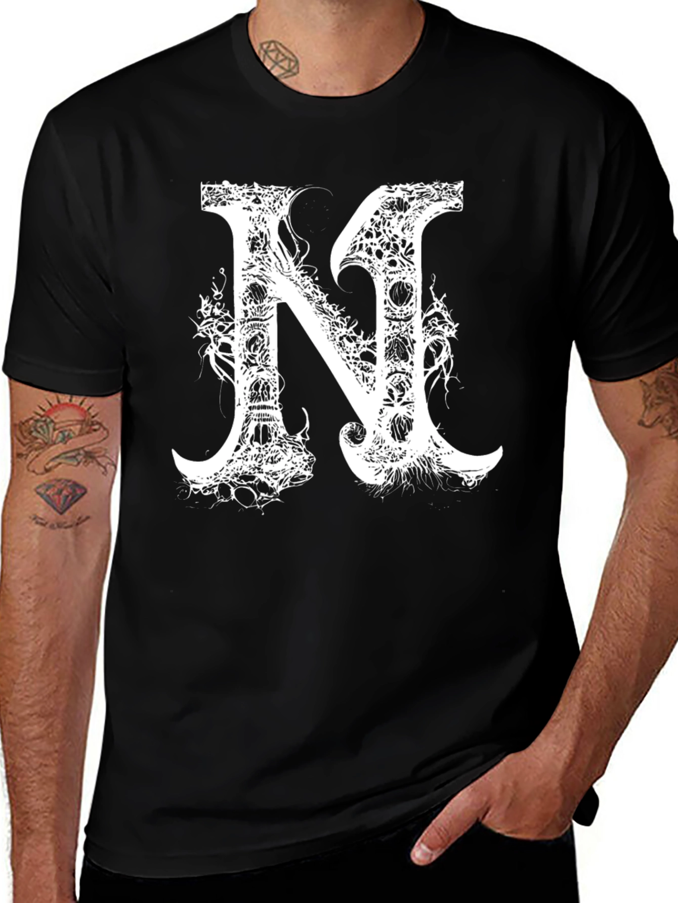 Skull Letter Graphic Black T-Shirt