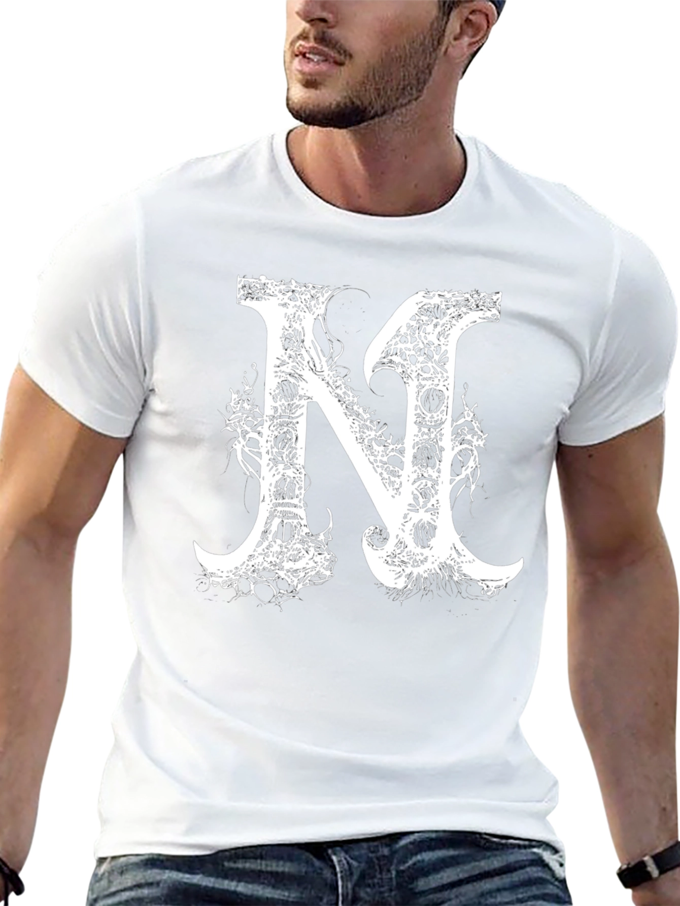 Skull Letter Graphic Black T-Shirt