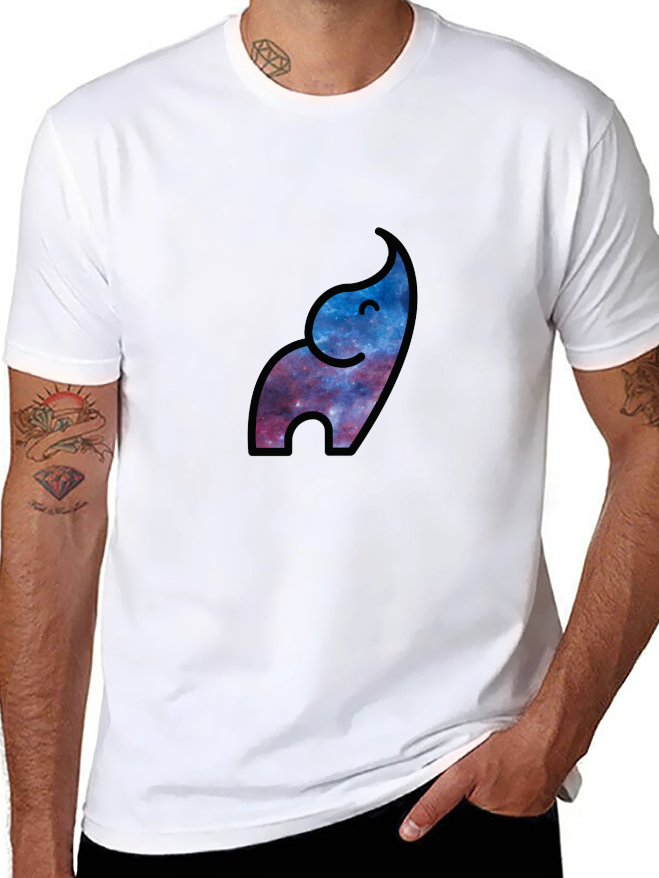 Galaxy Elephant Black T-Shirt - Modern Stylish Graphic Tee