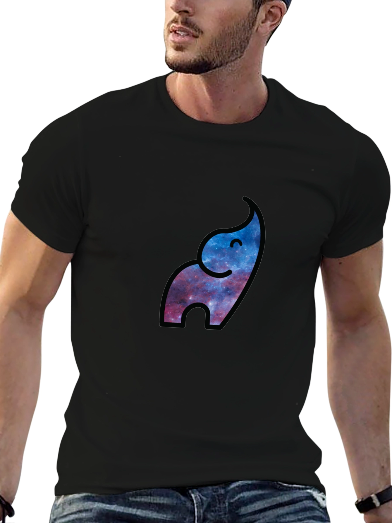Galaxy Elephant Black T-Shirt - Modern Stylish Graphic Tee