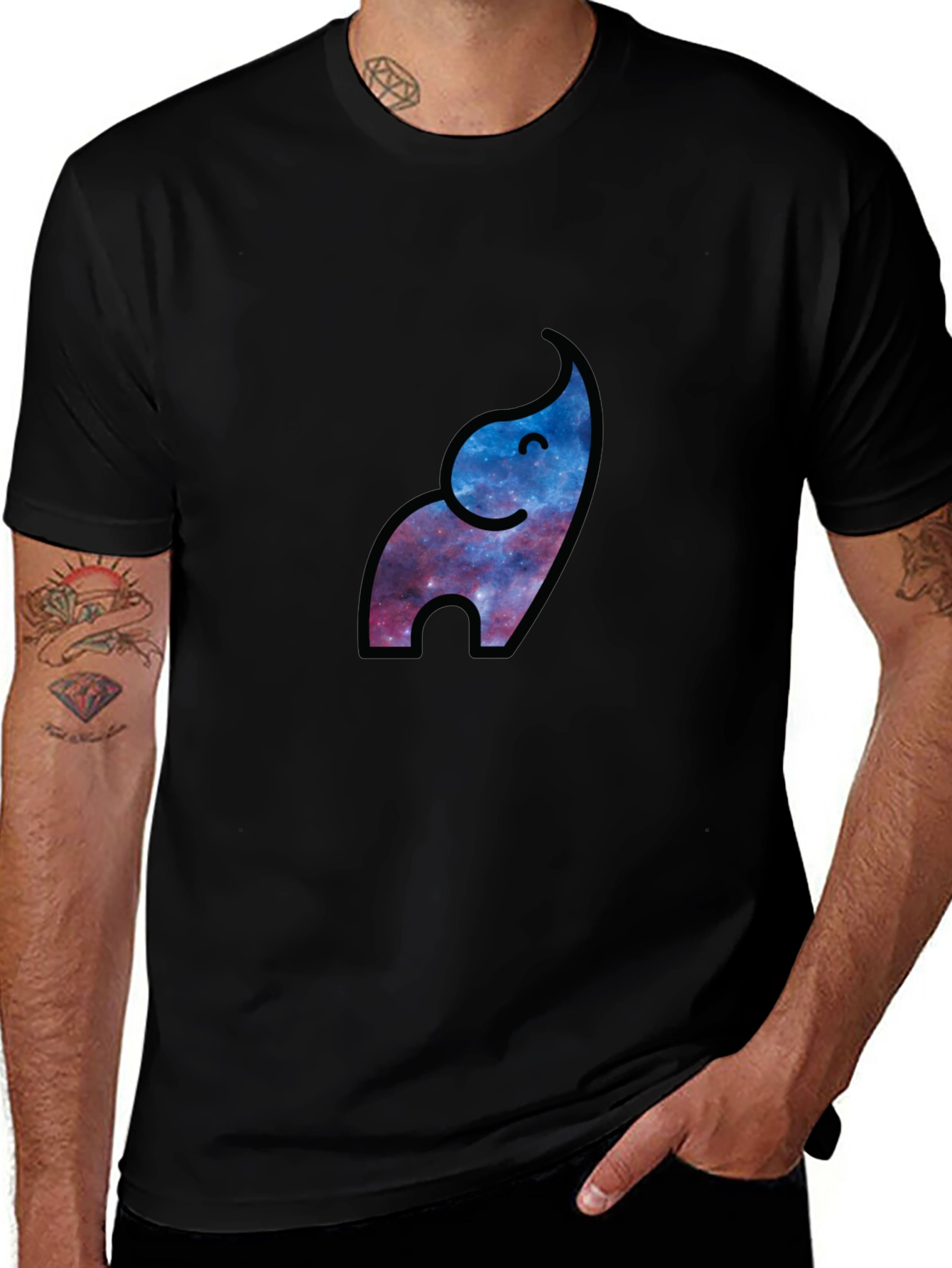 Galaxy Elephant Black T-Shirt - Modern Stylish Graphic Tee