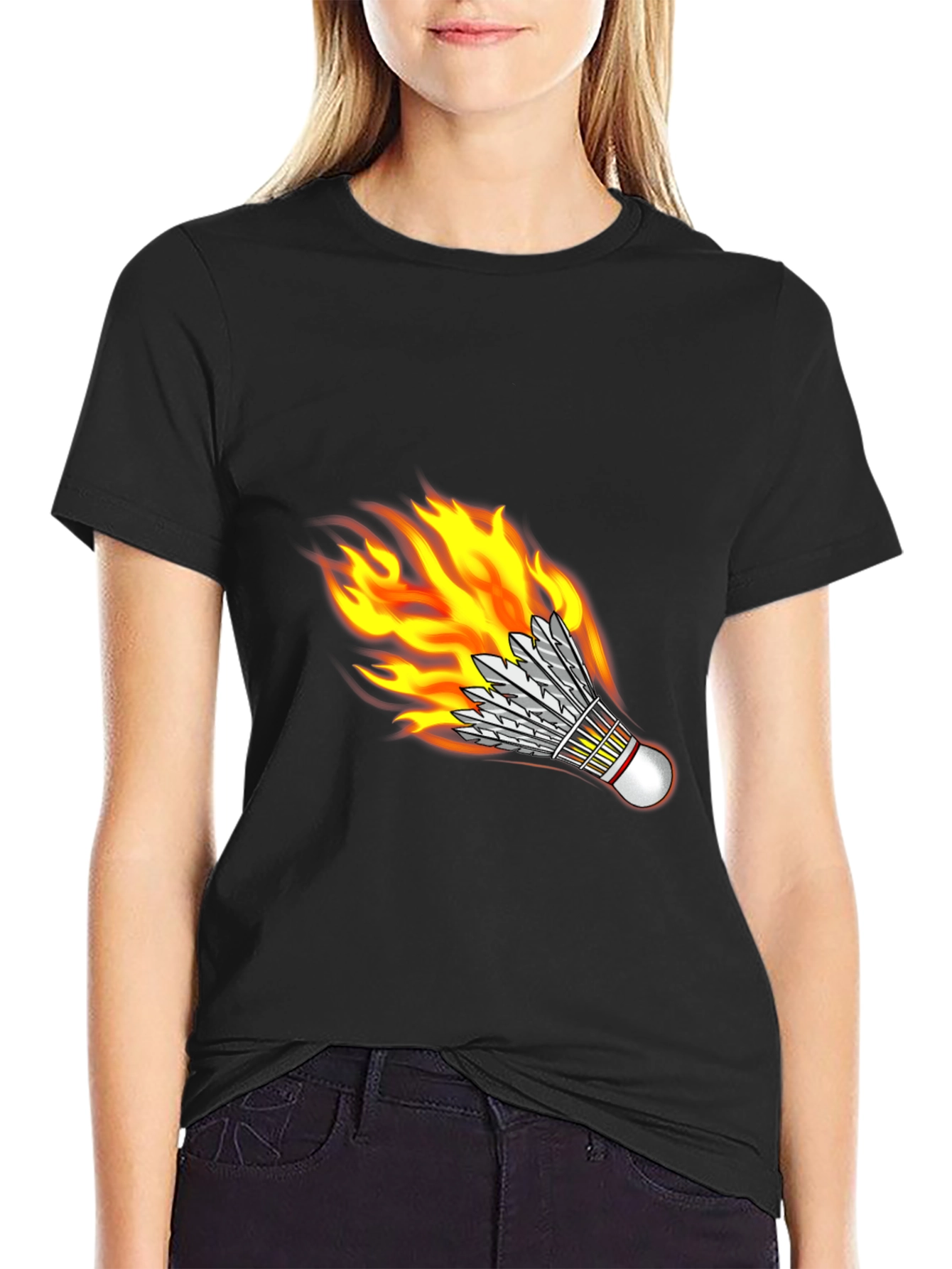 Flaming Shuttlecock Graphic Tee