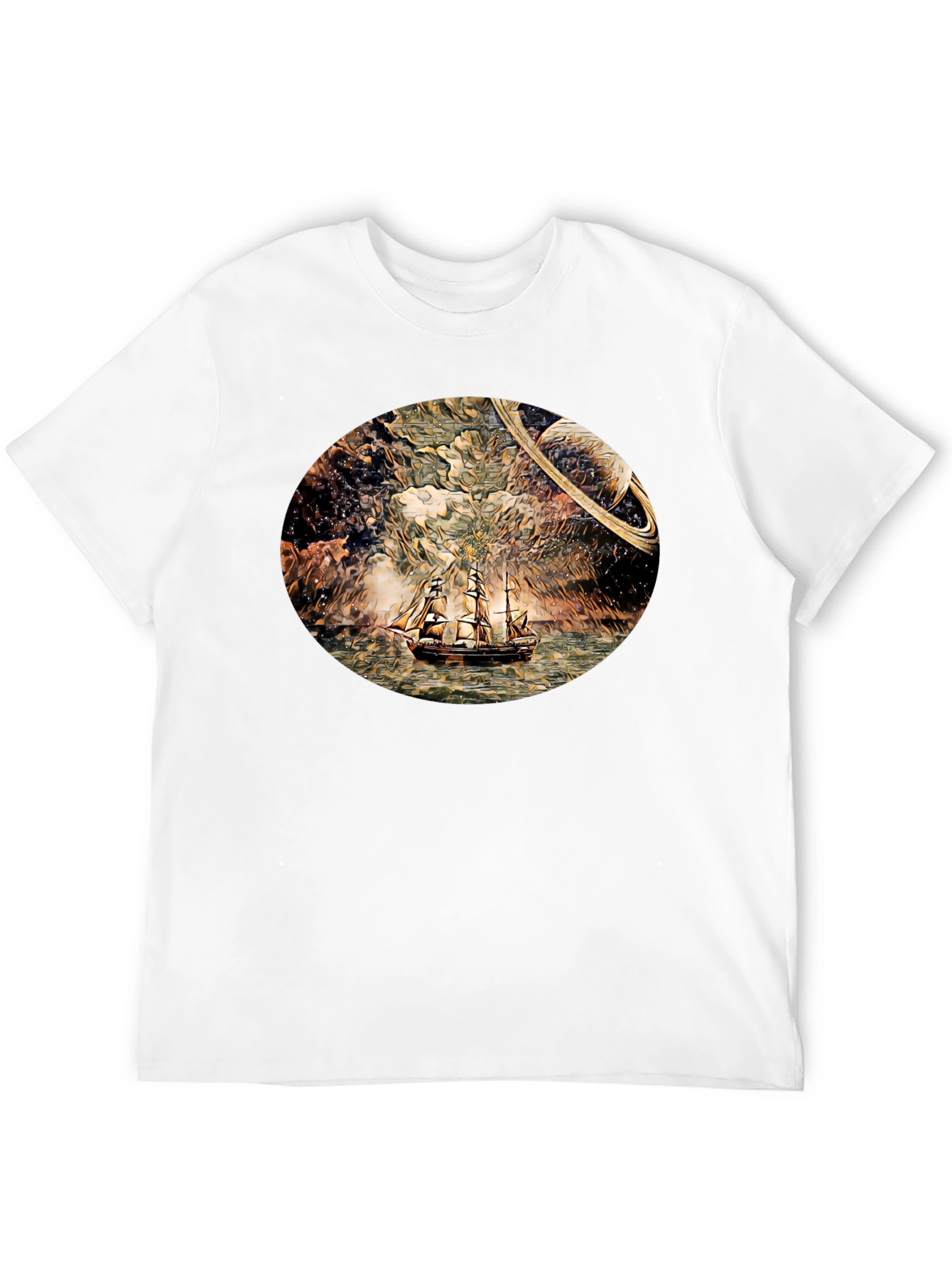 Space Sailing T-Shirt - Black Crew Neck