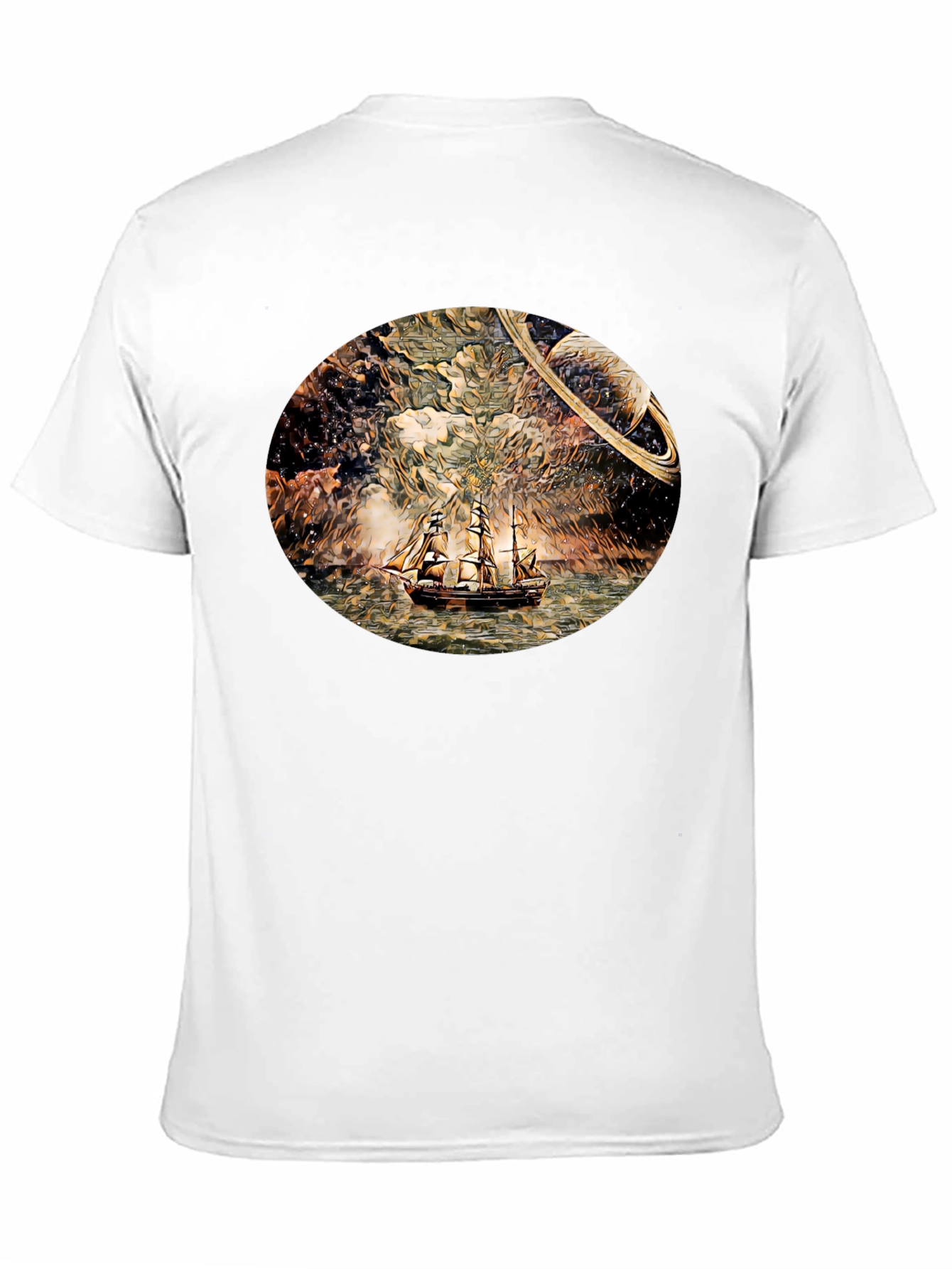 Space Sailing T-Shirt - Black Crew Neck