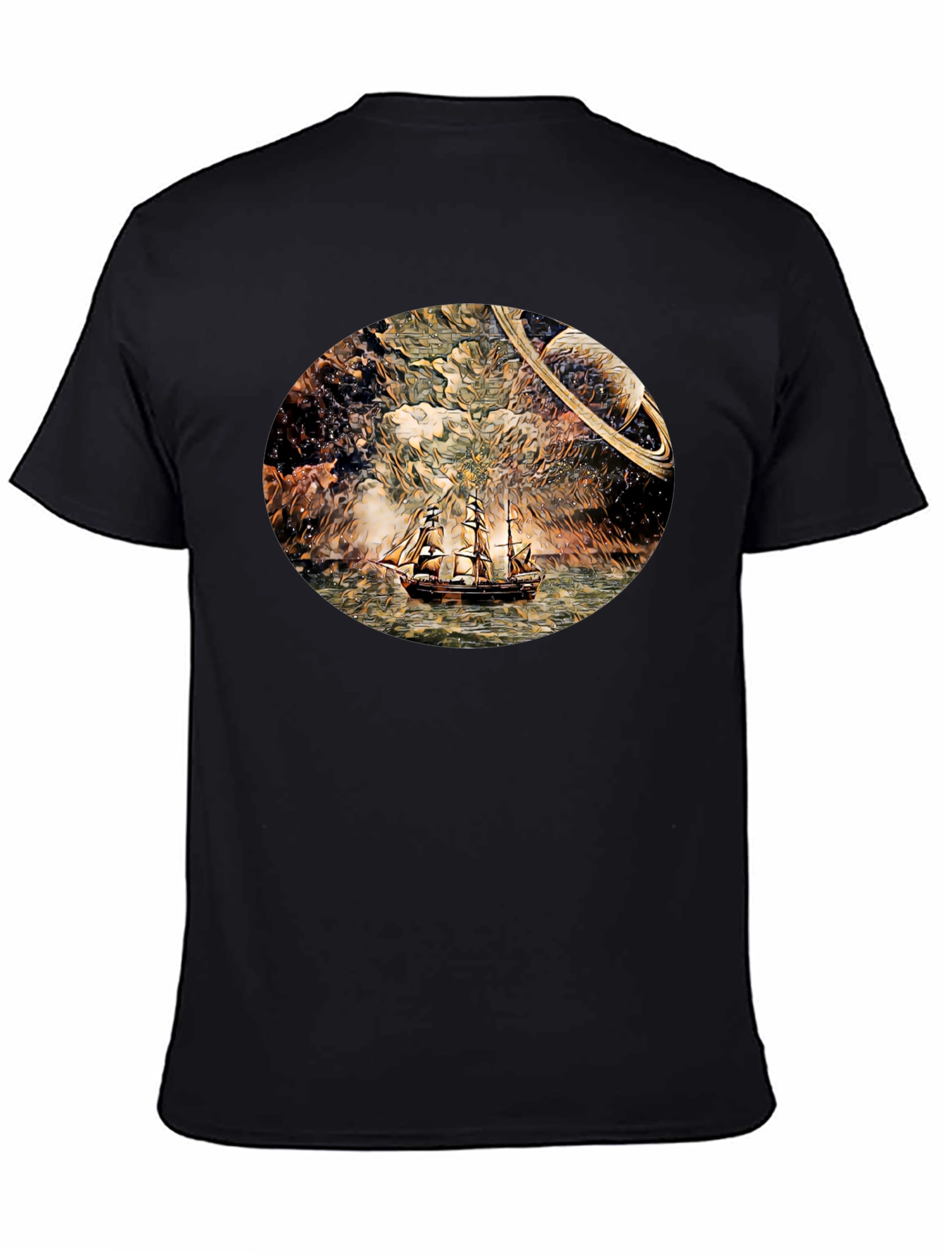 Space Sailing T-Shirt - Black Crew Neck