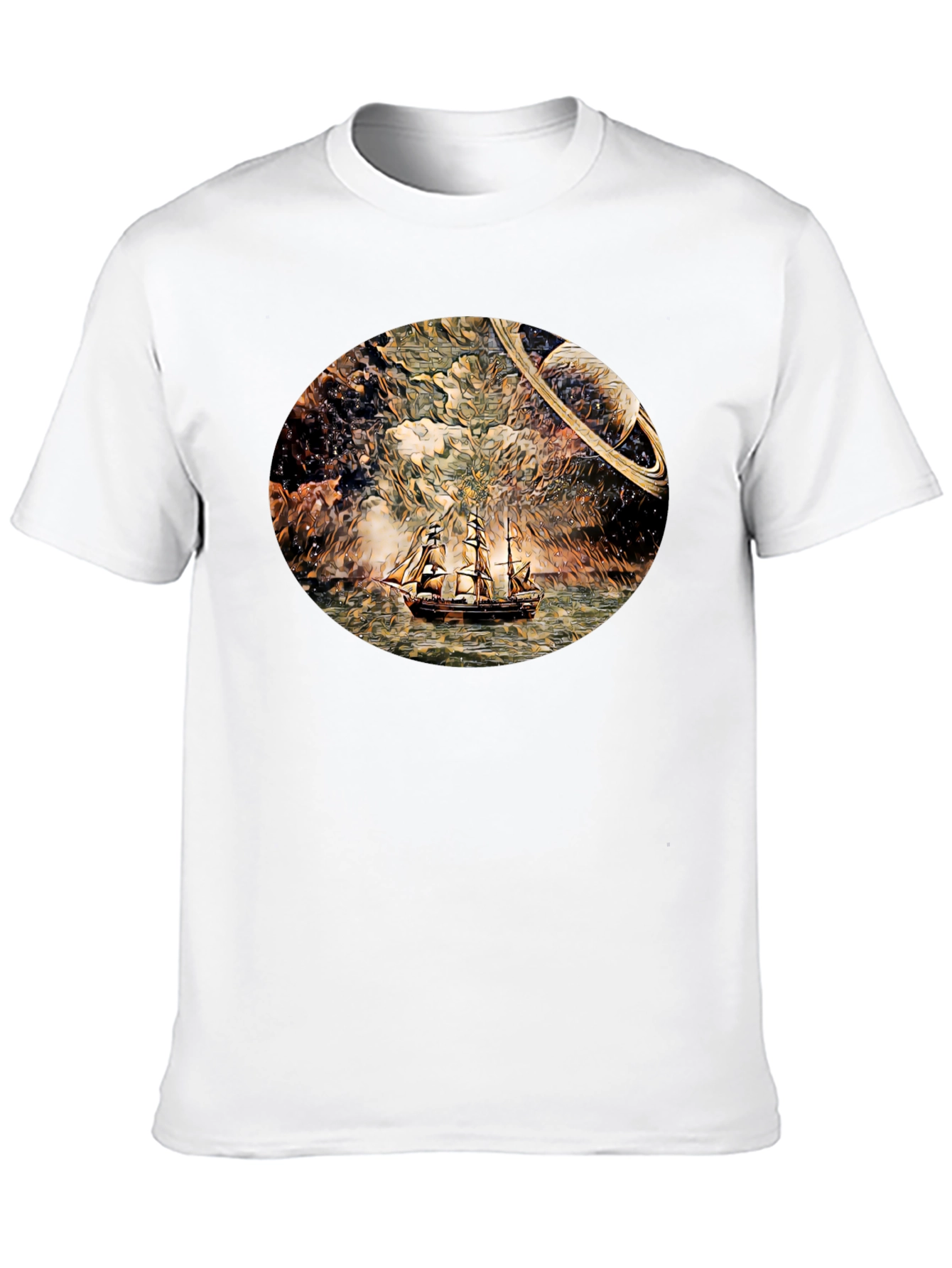 Space Sailing T-Shirt - Black Crew Neck