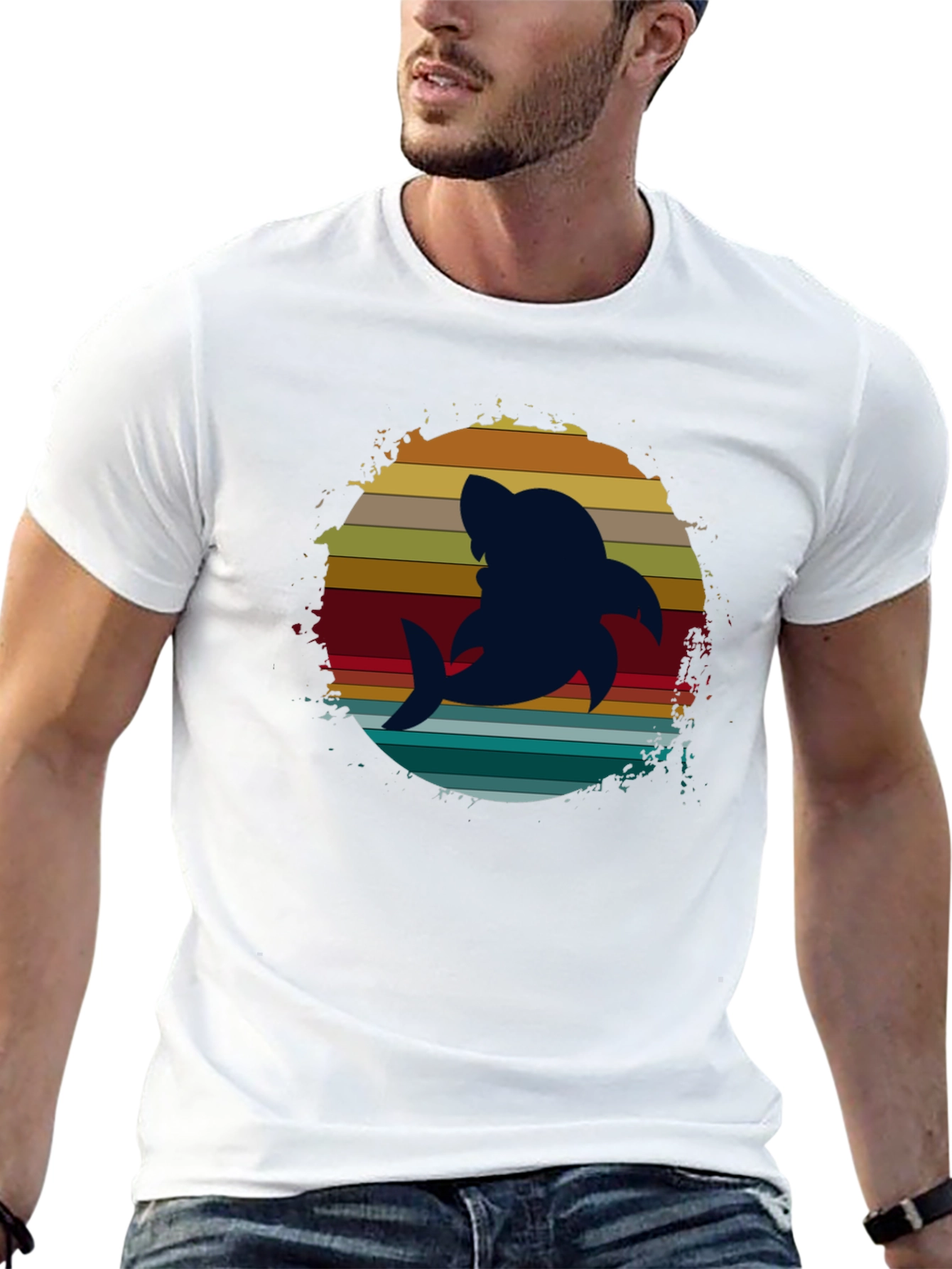 Retro Shark Graphic Tee - Stylish Comfort