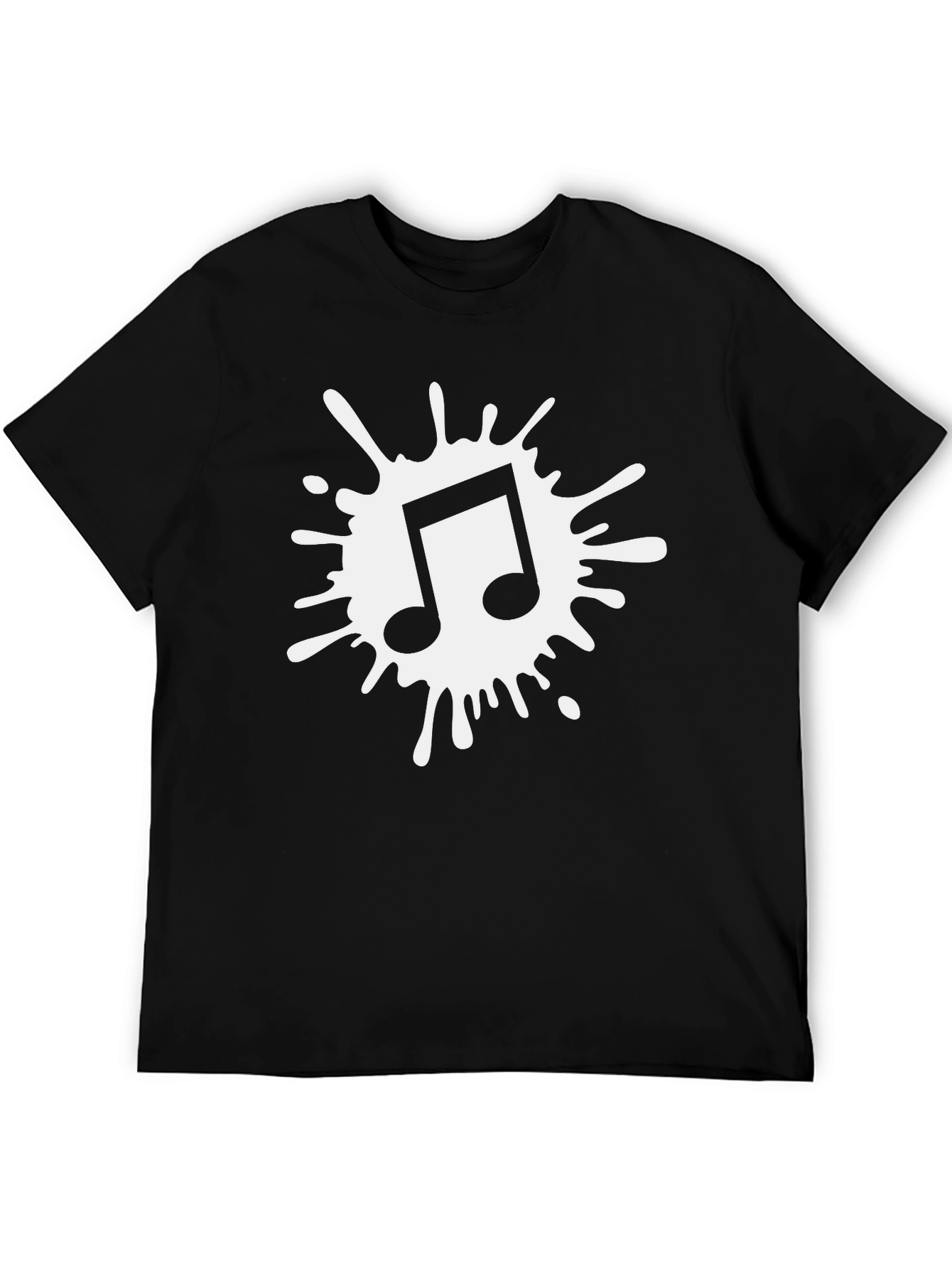 Musical Note Splash Graphic T-Shirt - Black