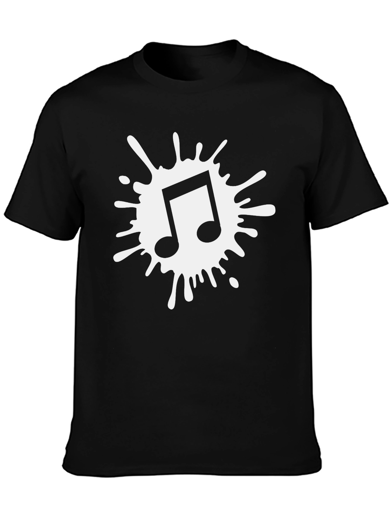Musical Note Splash Graphic T-Shirt - Black