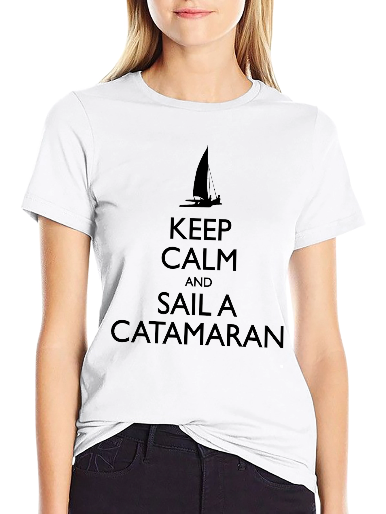 Keep Calm and Sail a Catamaran Black T-Shirt