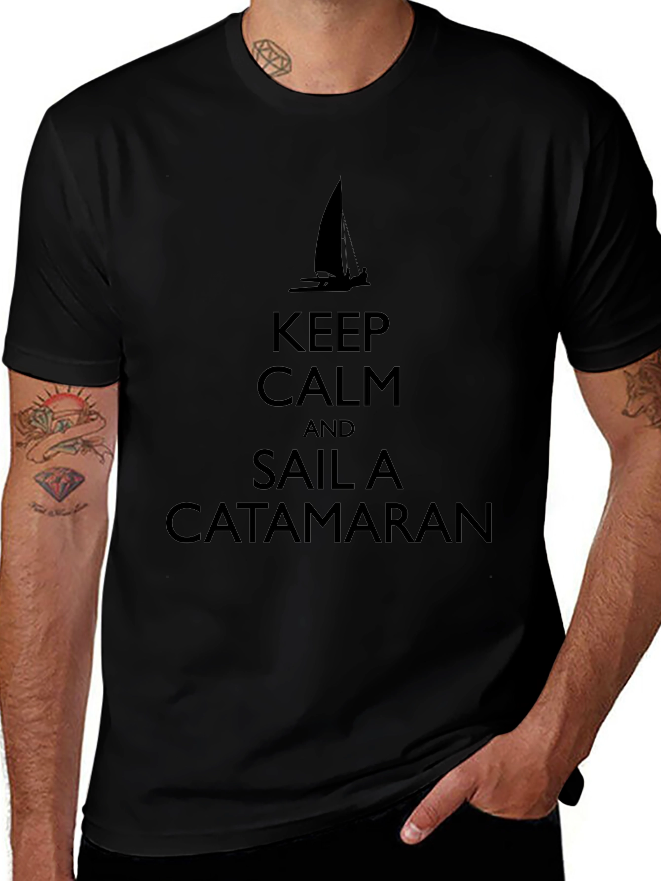 Keep Calm and Sail a Catamaran Black T-Shirt