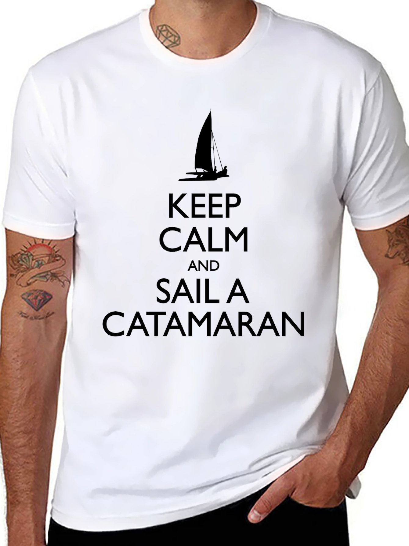 Keep Calm and Sail a Catamaran Black T-Shirt