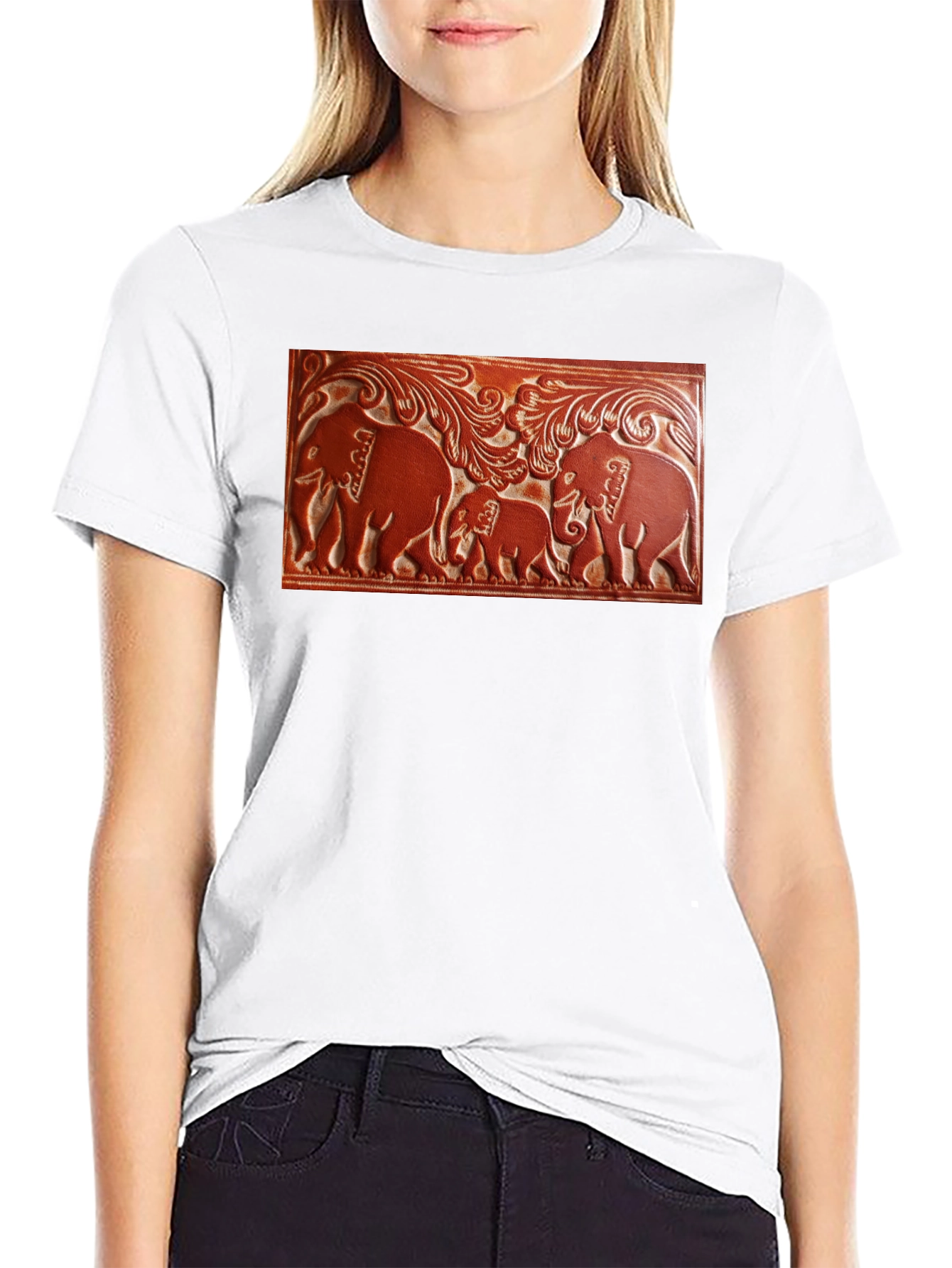 Elephant Family Tooled Leather Graphic Tee
