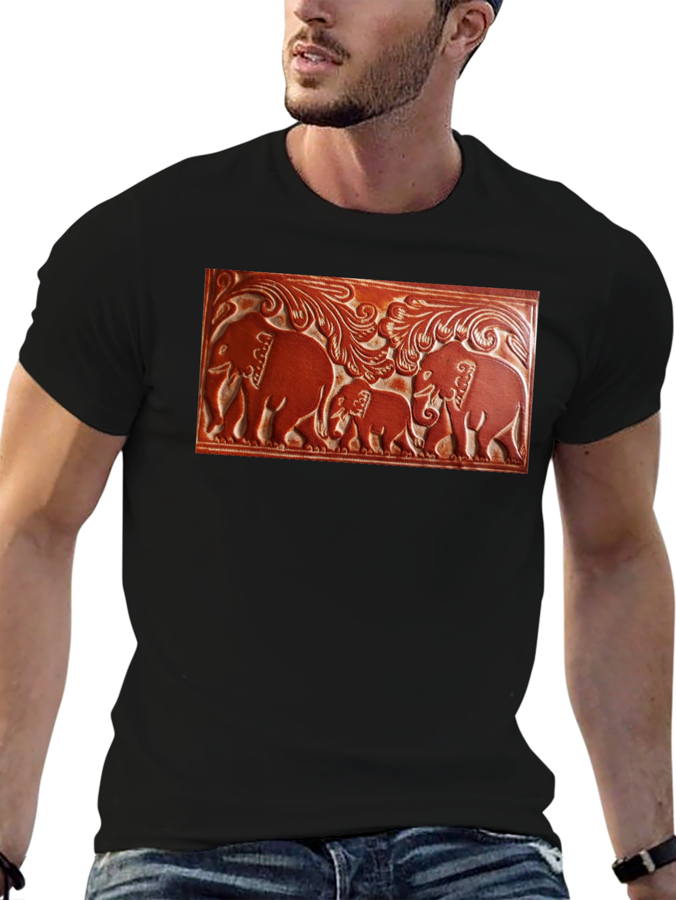 Elephant Family Tooled Leather Graphic Tee
