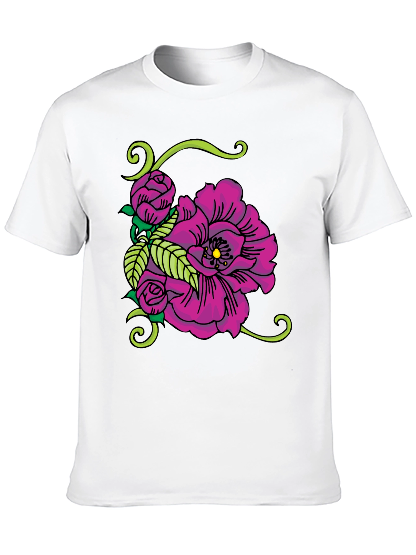 Floral Tattoo Graphic Black T-Shirt