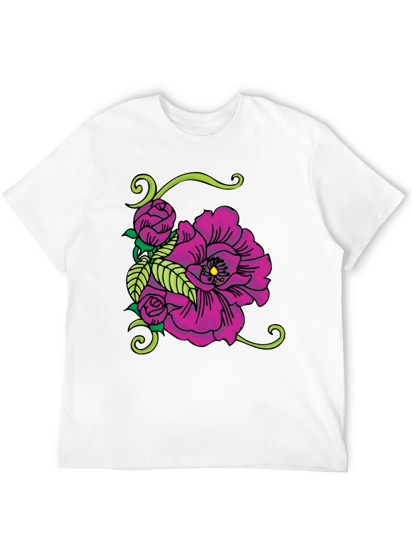 Floral Tattoo Graphic Black T-Shirt