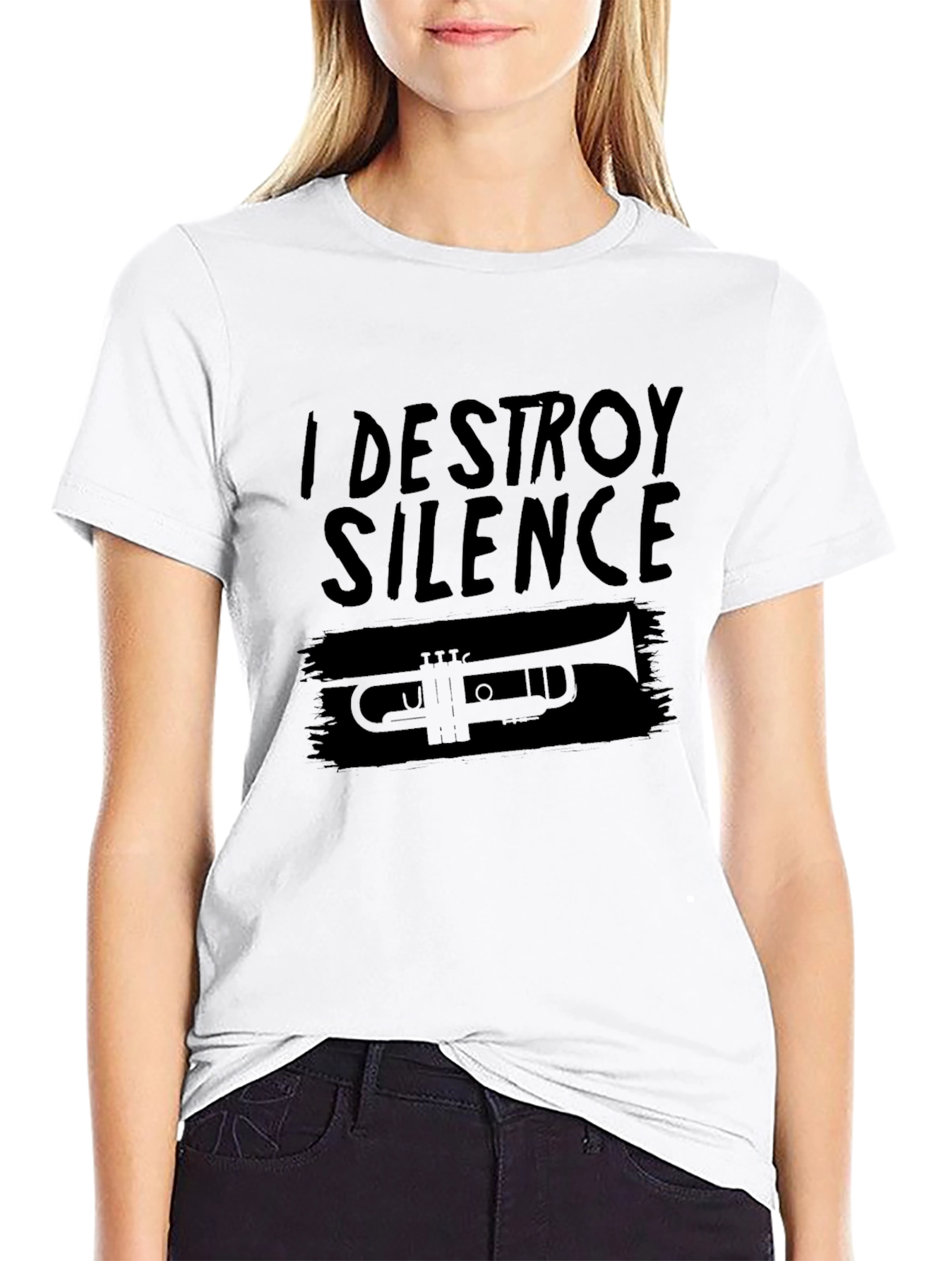 I Destroy Silence Trumpet Graphic Tee - Black